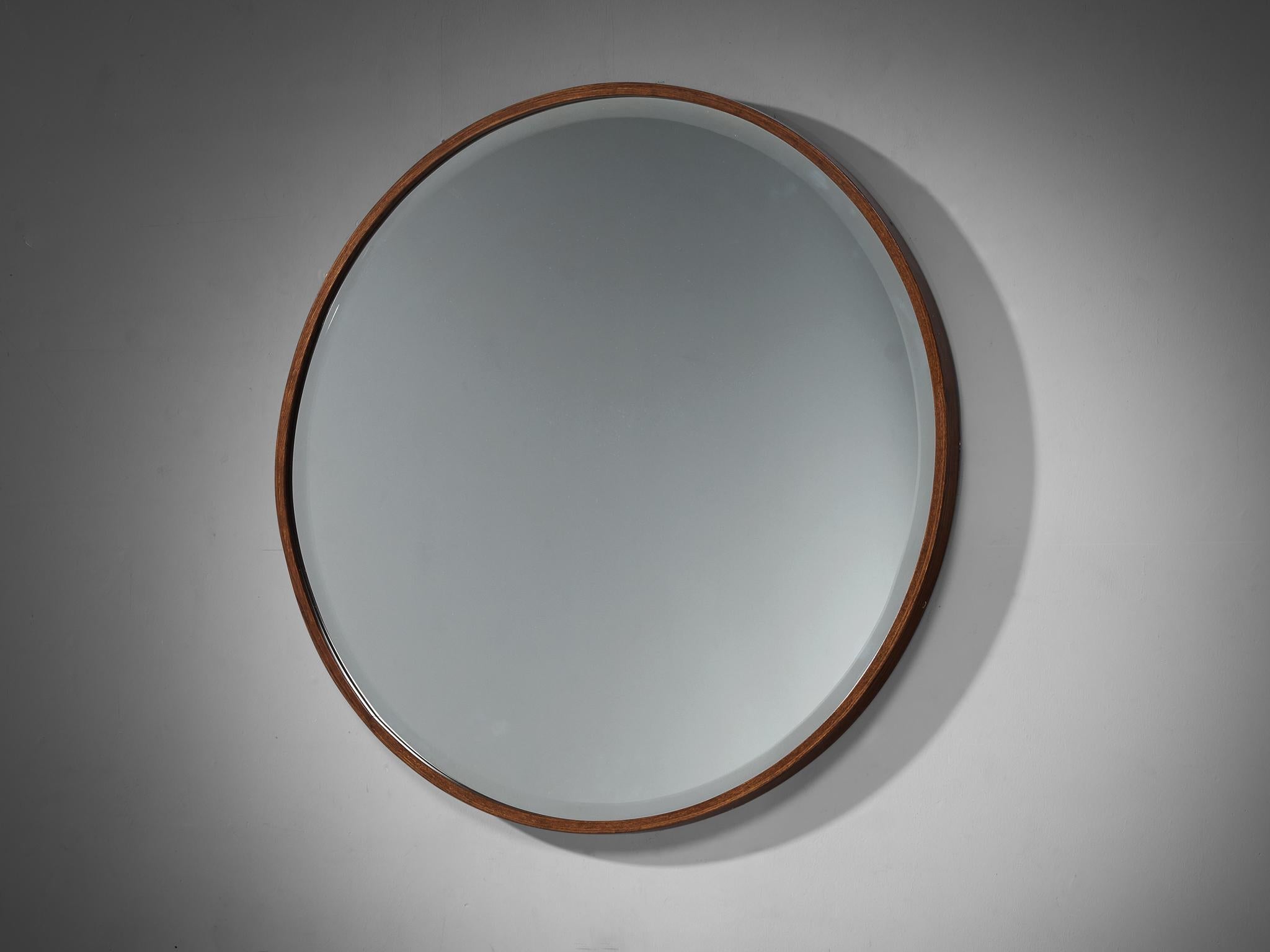 Giuseppe Rivadossi for Officina Rivadossi Round Mirror with Oak Frame