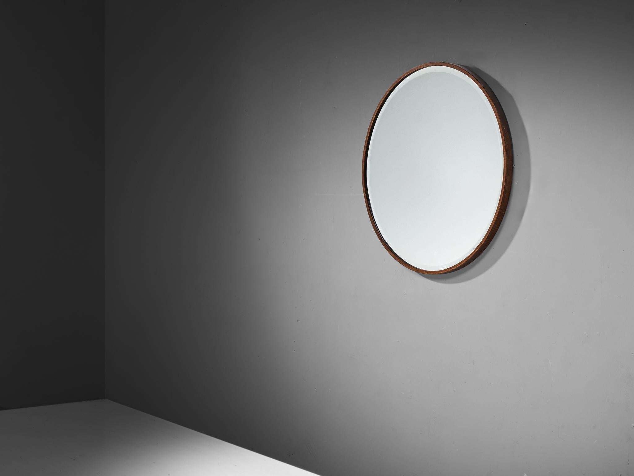 Giuseppe Rivadossi for Officina Rivadossi Round Mirror with Oak Frame