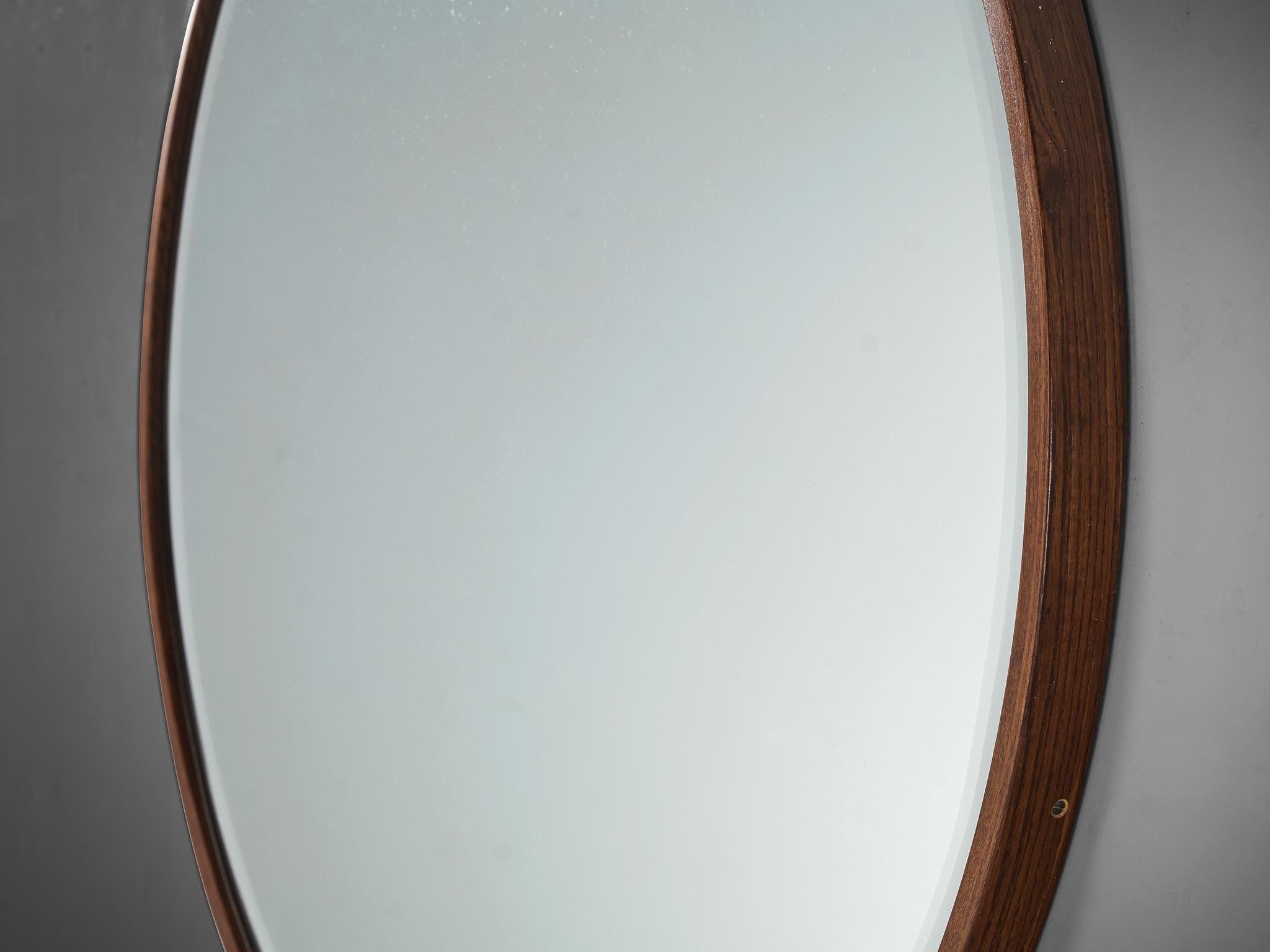 Giuseppe Rivadossi for Officina Rivadossi Round Mirror with Oak Frame