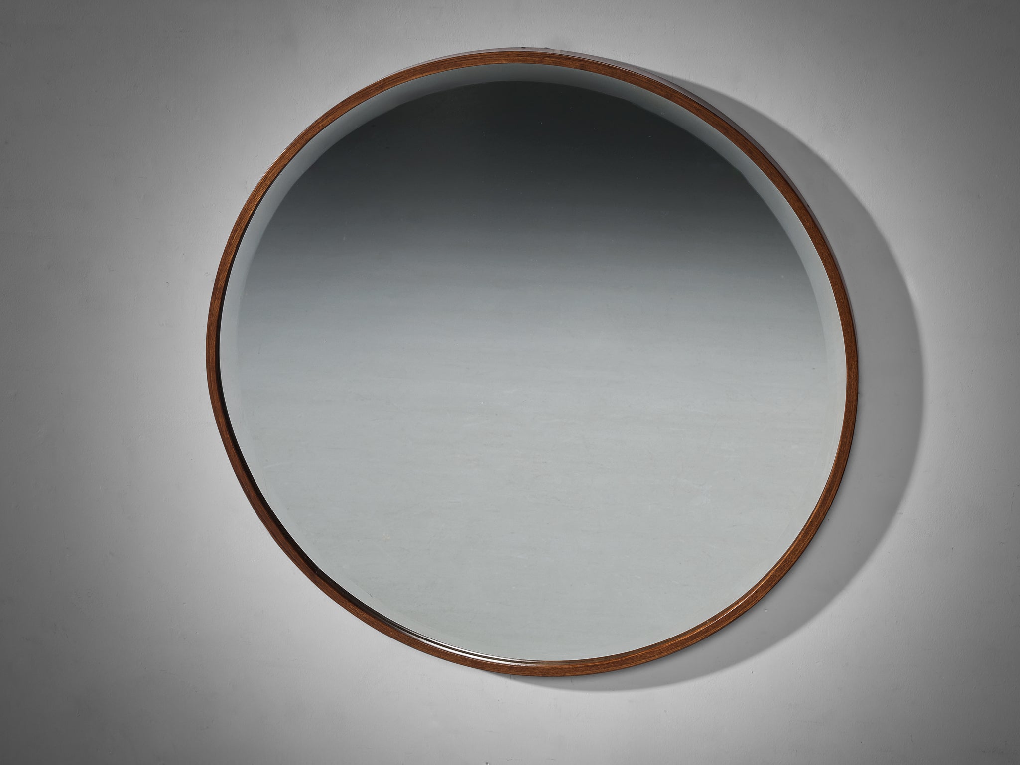 Giuseppe Rivadossi for Officina Rivadossi Round Mirror with Oak Frame