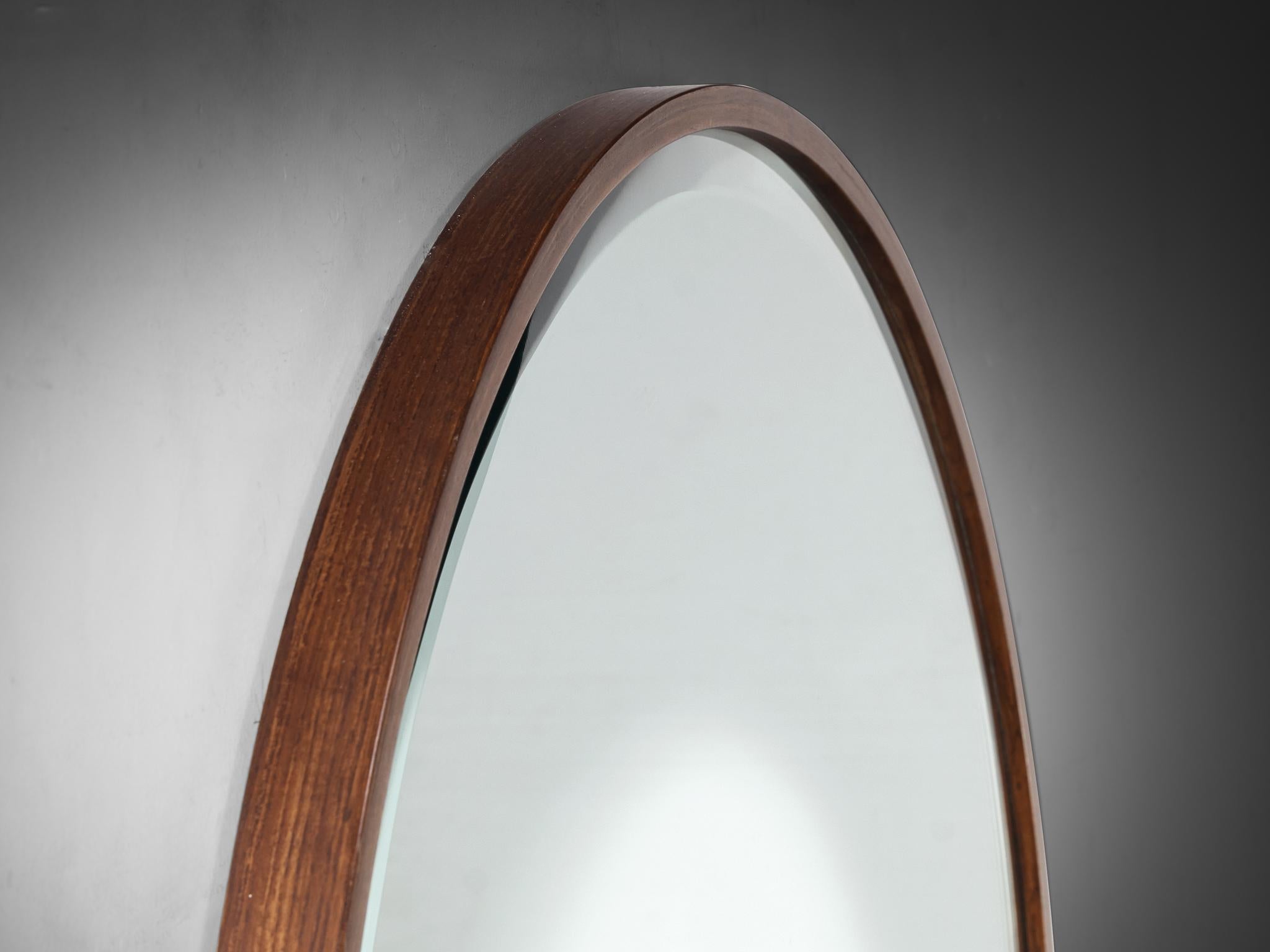 Giuseppe Rivadossi for Officina Rivadossi Round Mirror with Oak Frame