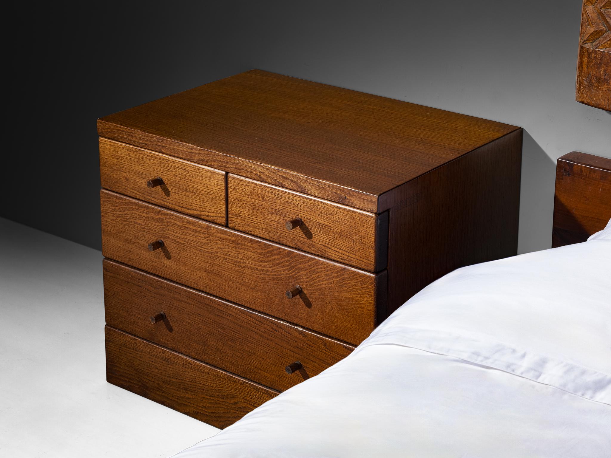 Giuseppe Rivadossi for Officina Rivadossi Queen Bed with Nightstands in Oak