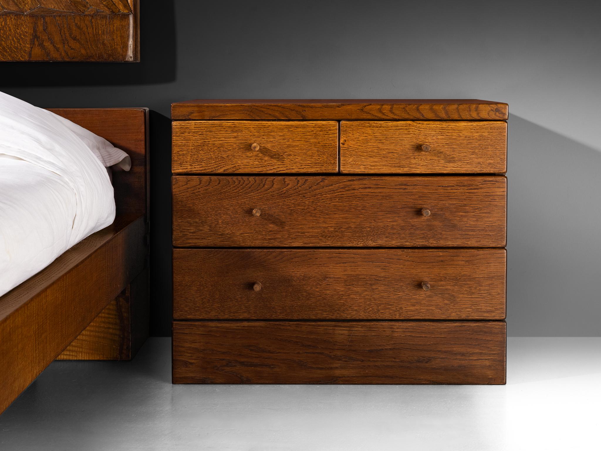 Giuseppe Rivadossi for Officina Rivadossi Queen Bed with Nightstands in Oak