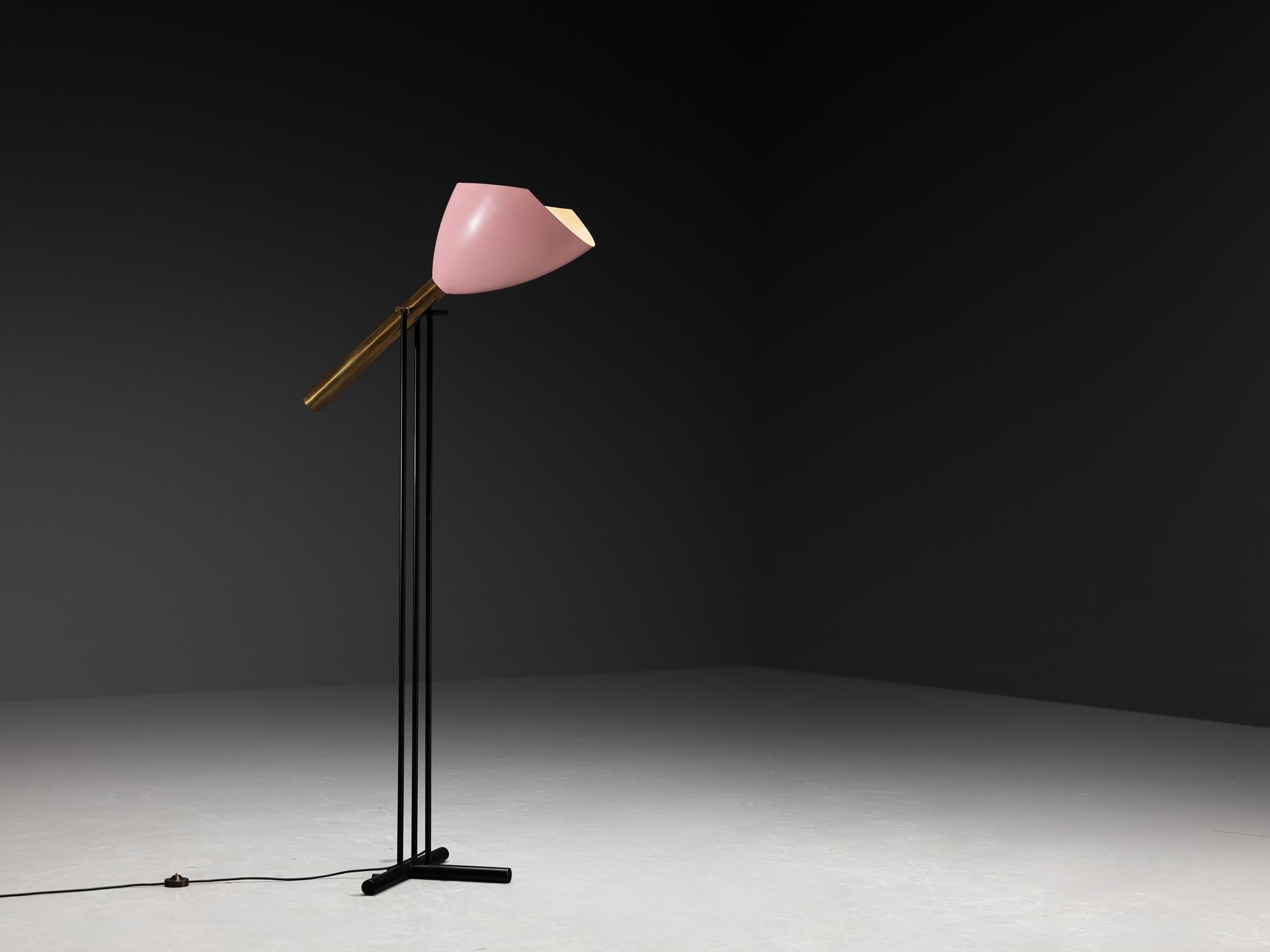 Angelo Lelii for Arredoluce ‘Televisione’ Floor Lamp in Brass and Aluminum