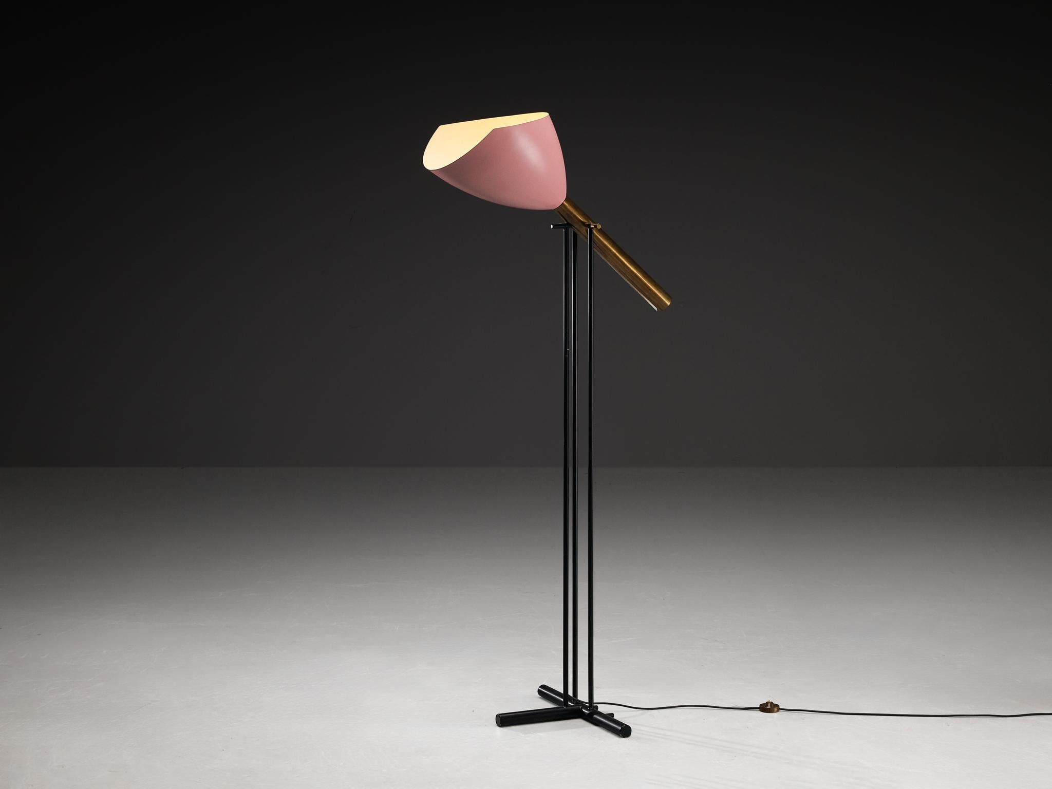 Angelo Lelii for Arredoluce ‘Televisione’ Floor Lamp in Brass and Aluminum