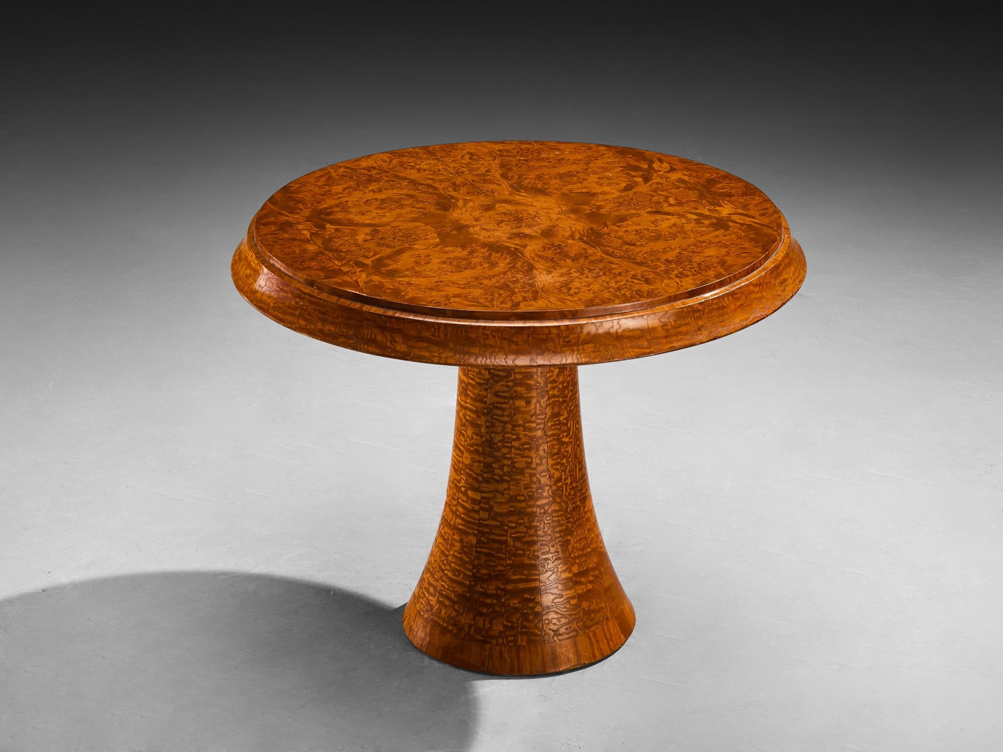 Art Deco Italian Side Table in Burl Wood