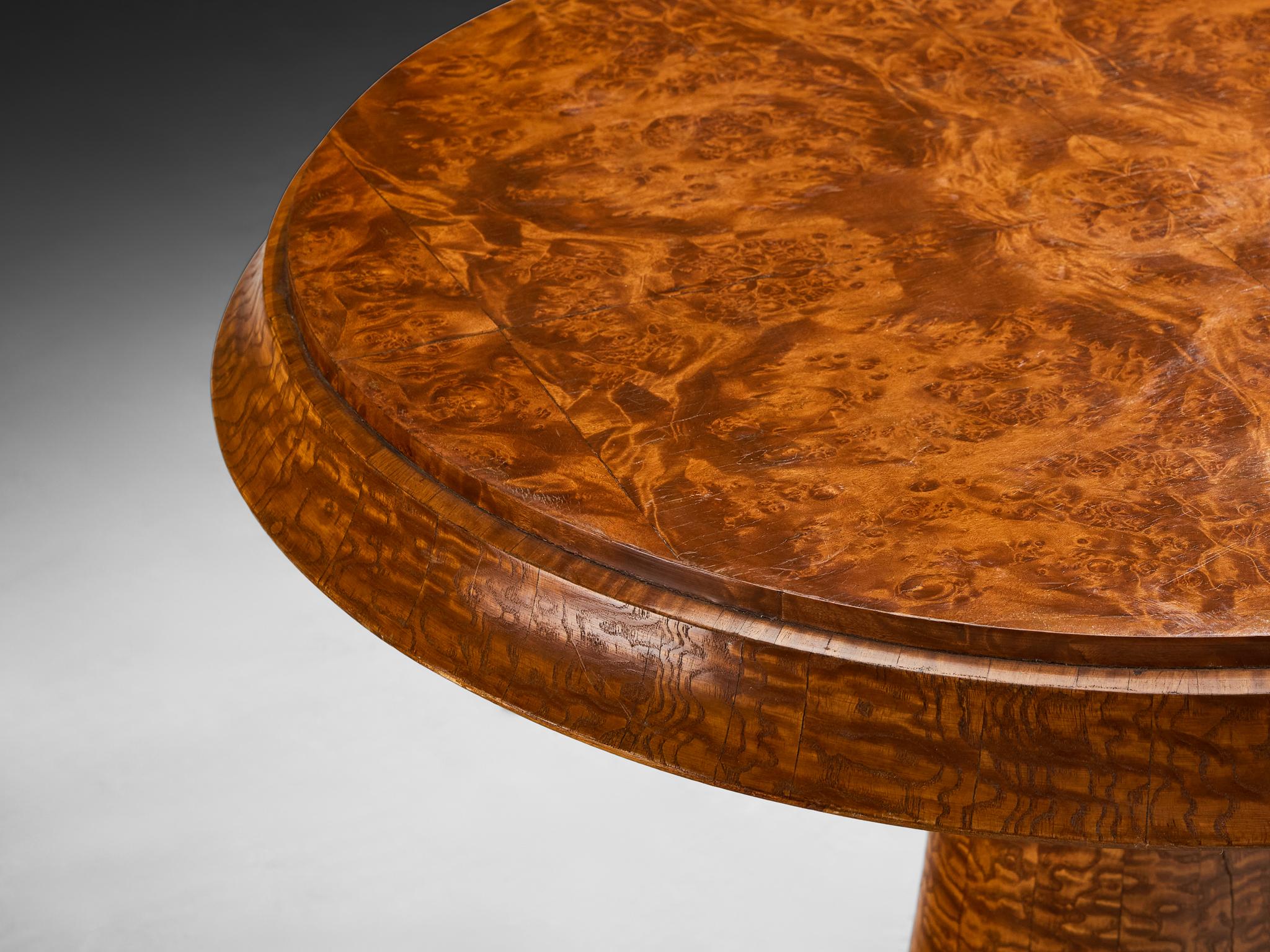 Art Deco Italian Side Table in Burl Wood