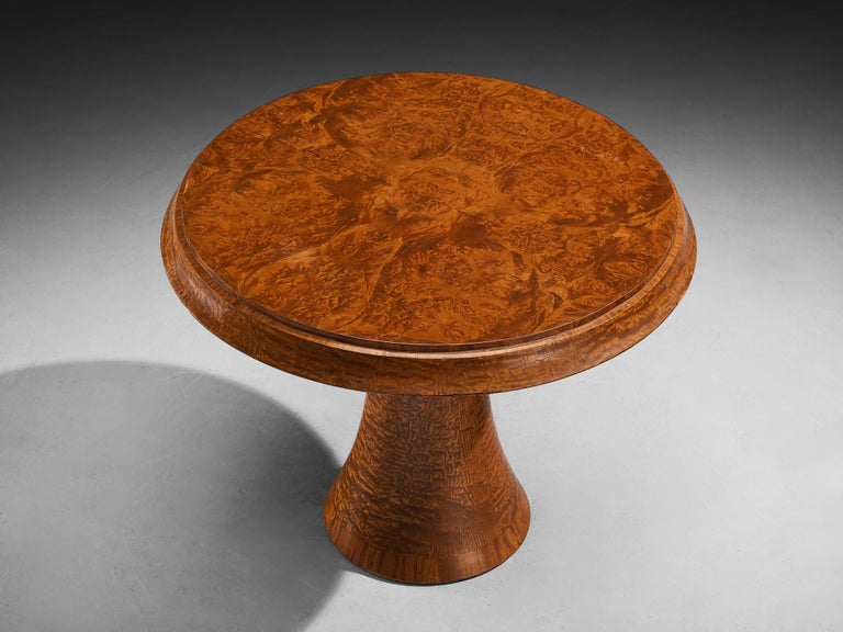 Art Deco Italian Side Table in Burl Wood