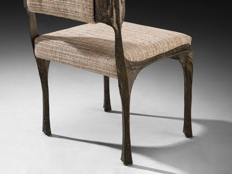 Paul Evans for Directional Set of Eight Sculpted Bronze Dining Chairs