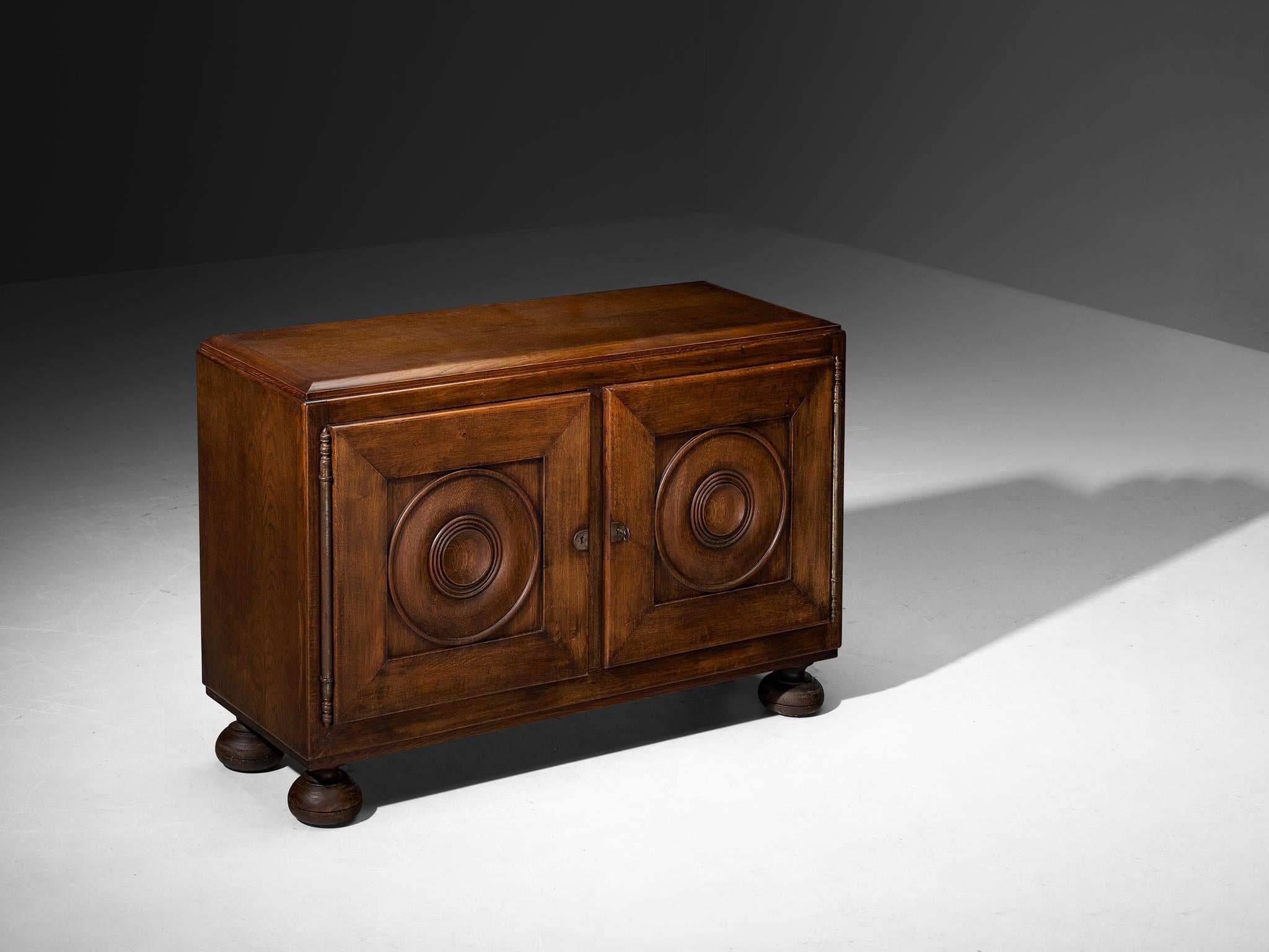 1930s French Art Deco Cabinet in Stained Oak and Chestnut