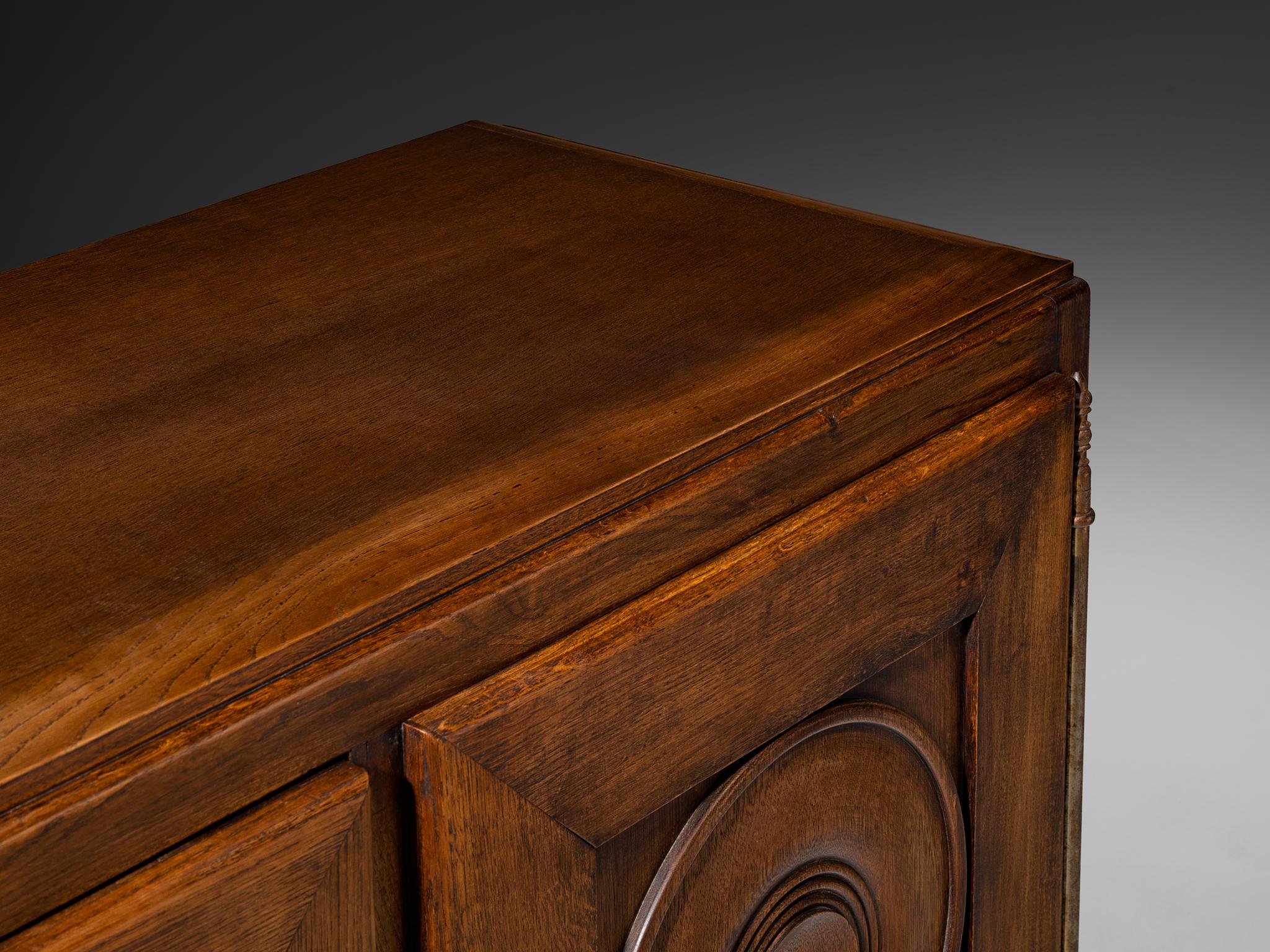 1930s French Art Deco Cabinet in Stained Oak and Chestnut