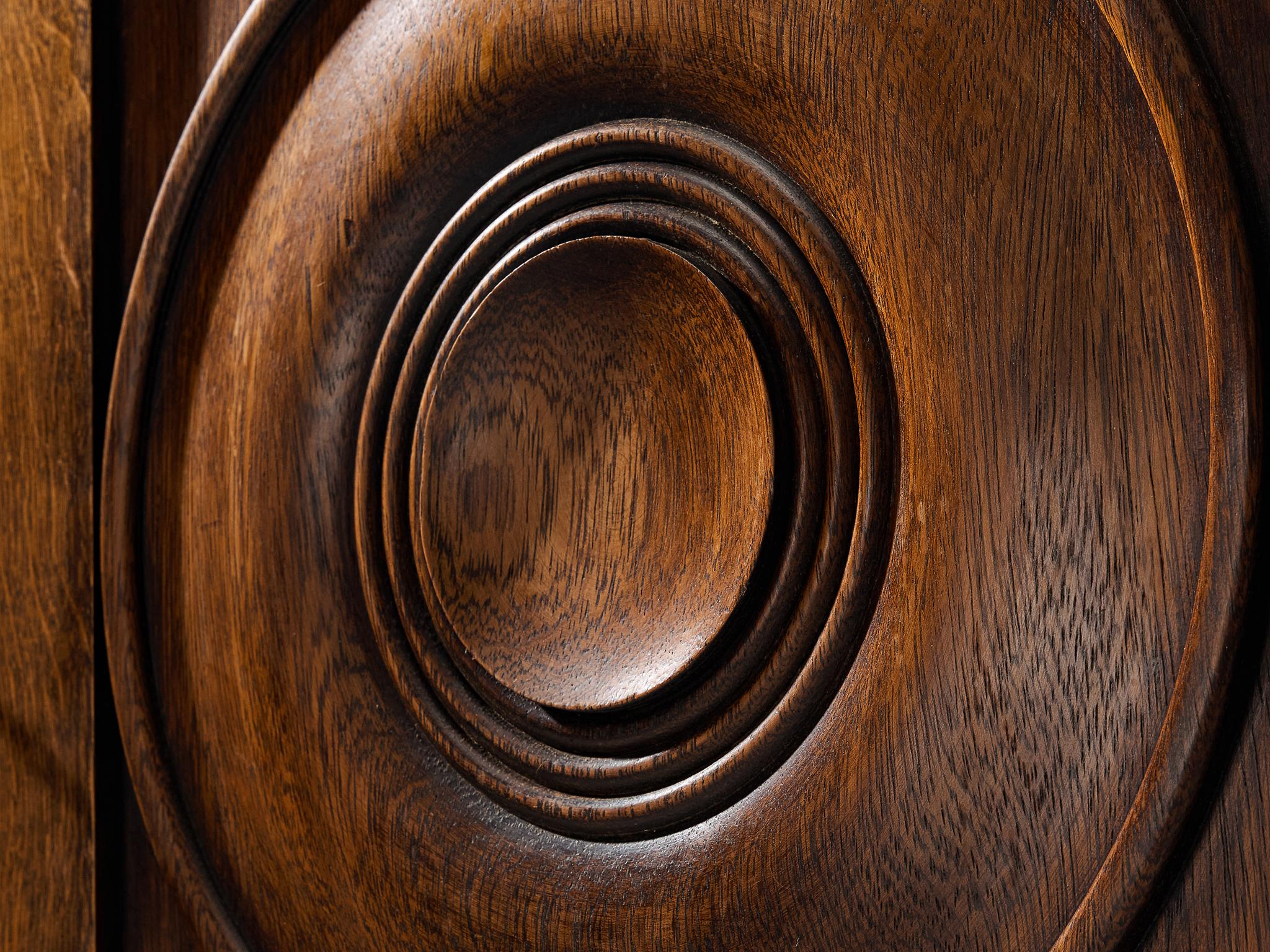 1930s French Art Deco Cabinet in Stained Oak and Chestnut