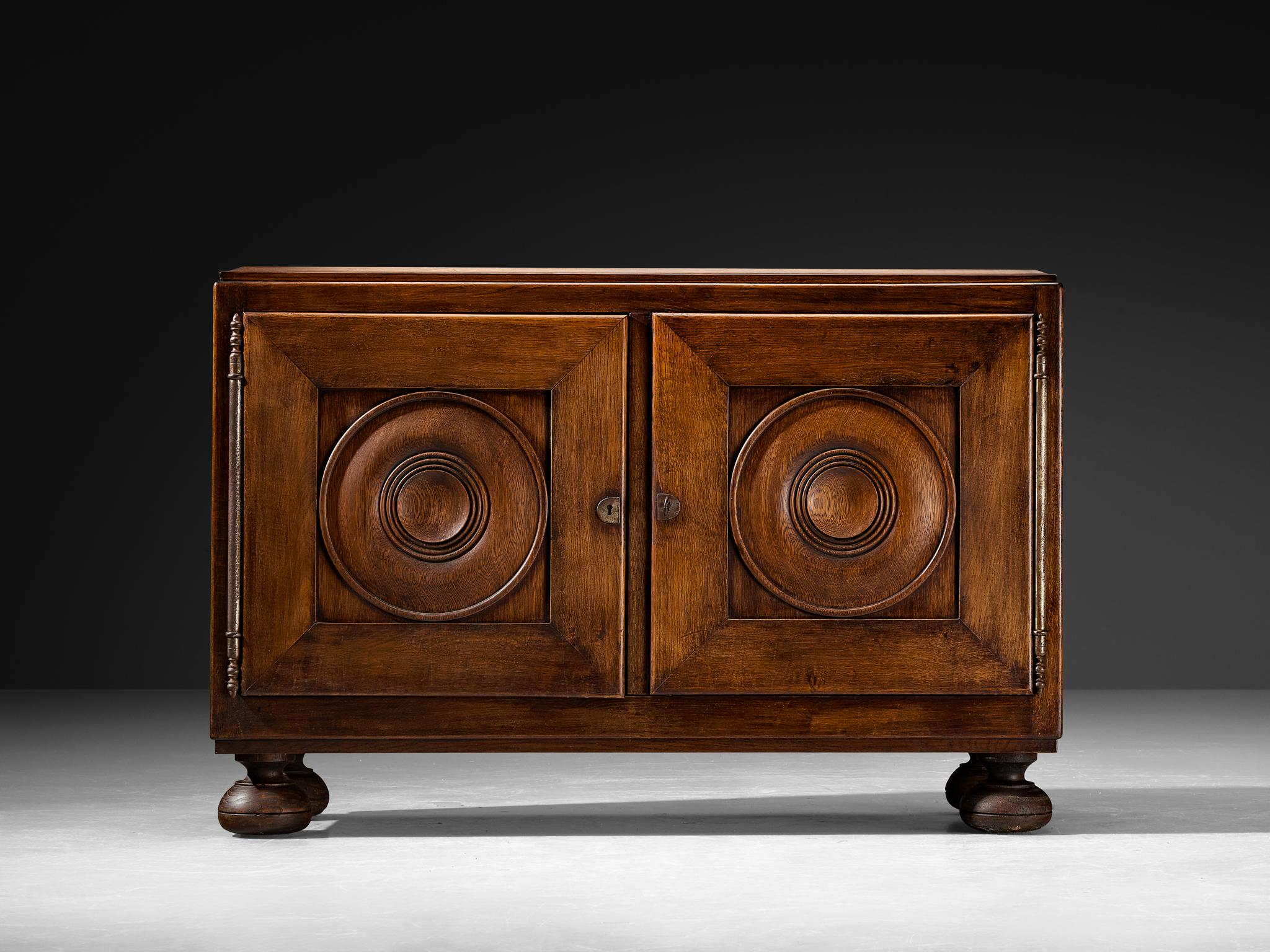 1930s French Art Deco Cabinet in Stained Oak and Chestnut