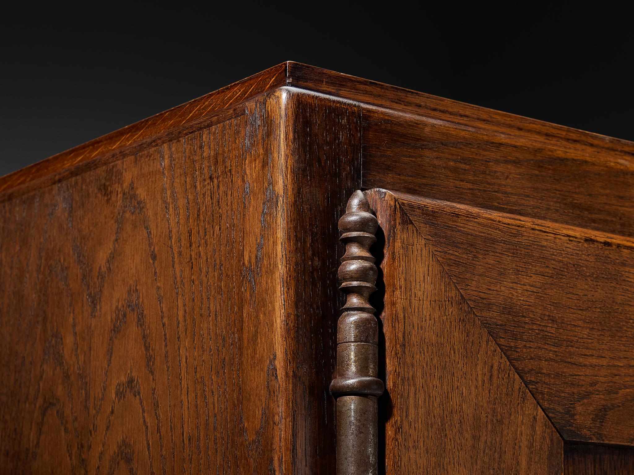 1930s French Art Deco Cabinet in Stained Oak and Chestnut