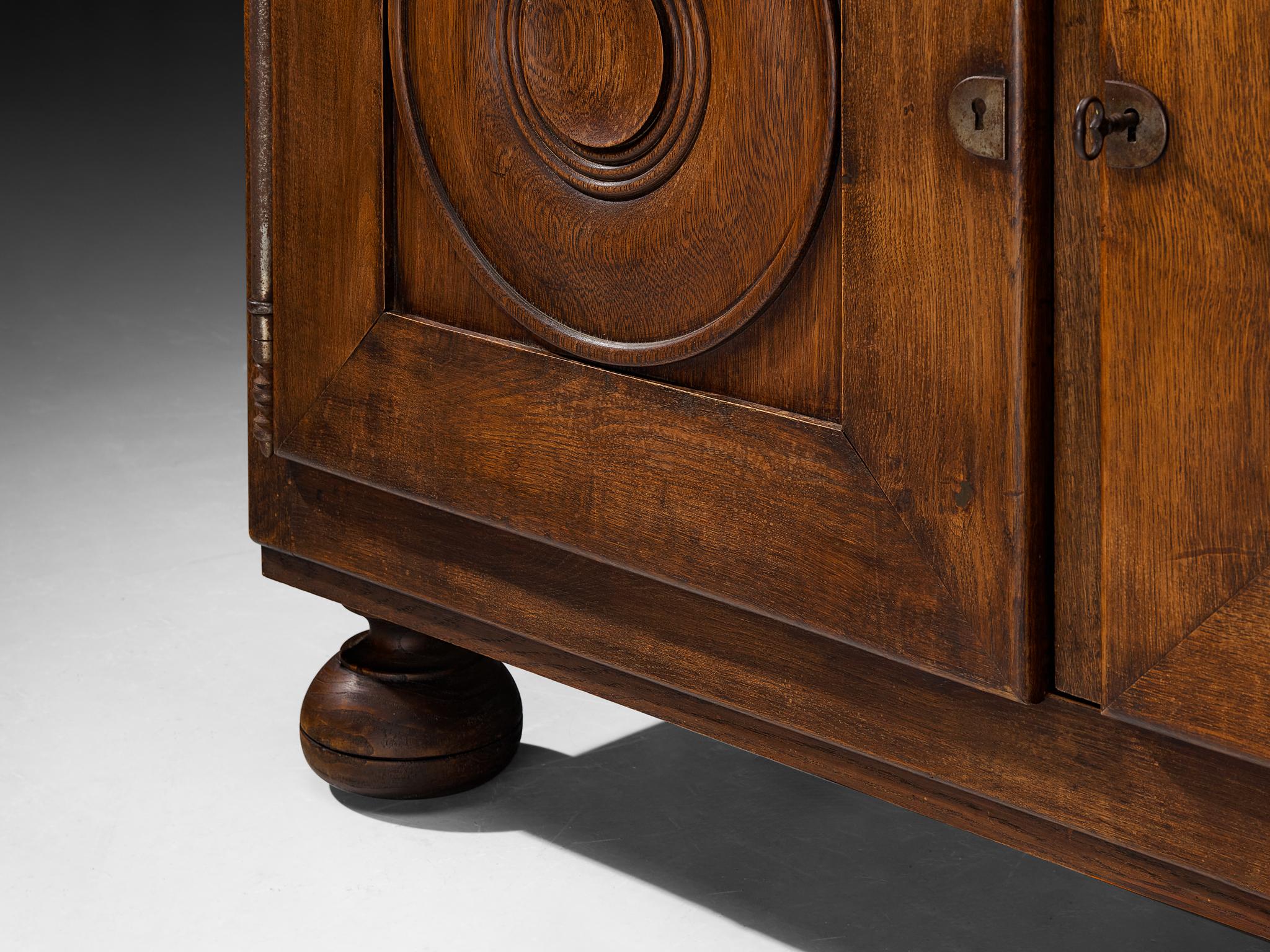 1930s French Art Deco Cabinet in Stained Oak and Chestnut