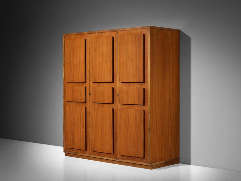 Italian Large Cabinets in Teak and Geometric Fronts