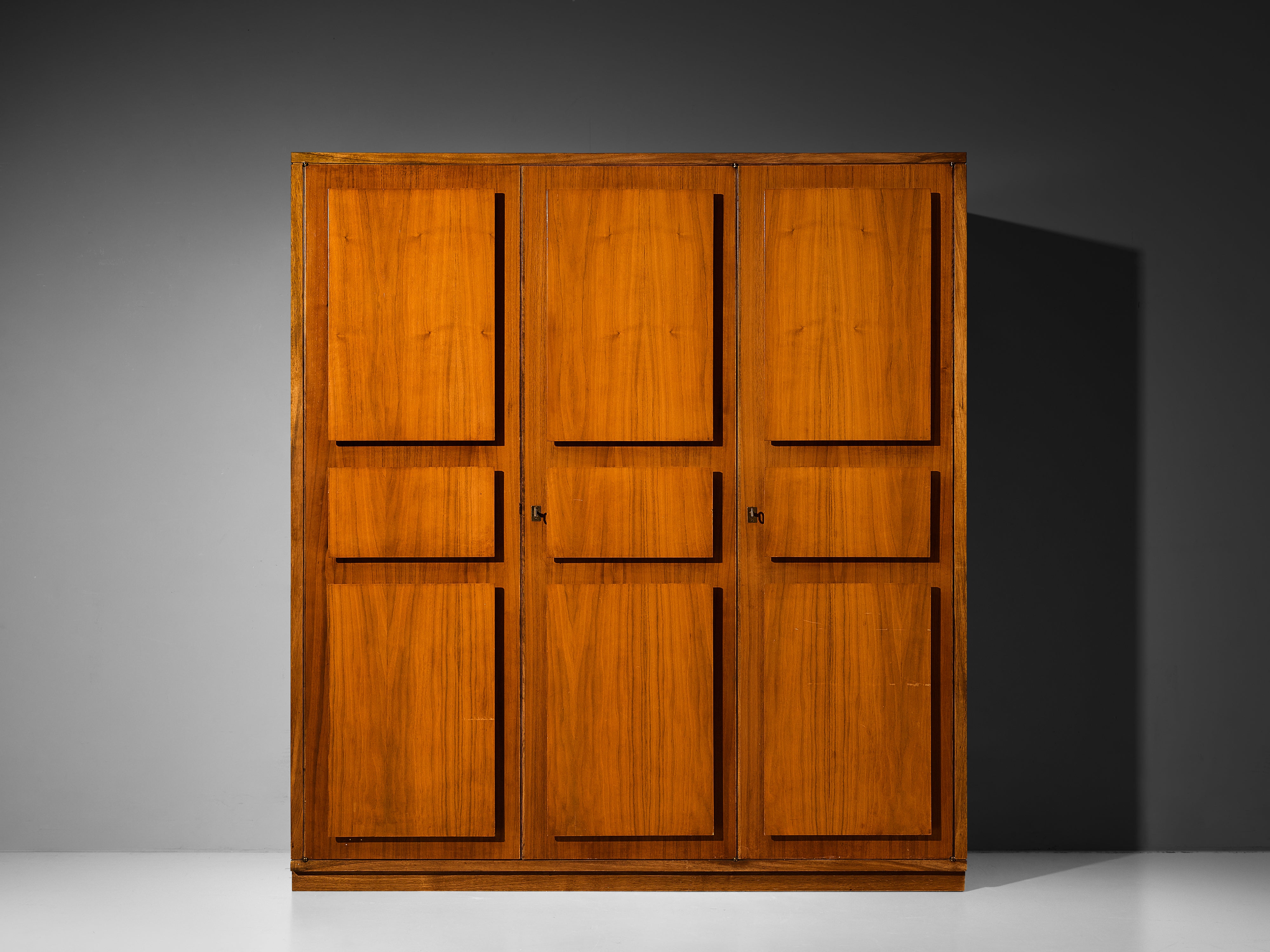 Italian Large Cabinets in Teak and Geometric Fronts