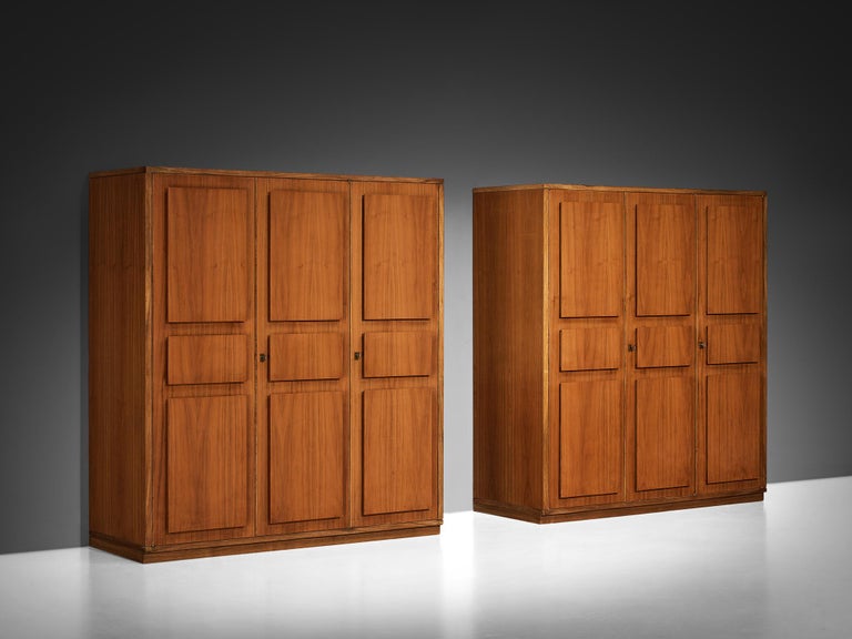 Italian Large Cabinets in Teak and Geometric Fronts