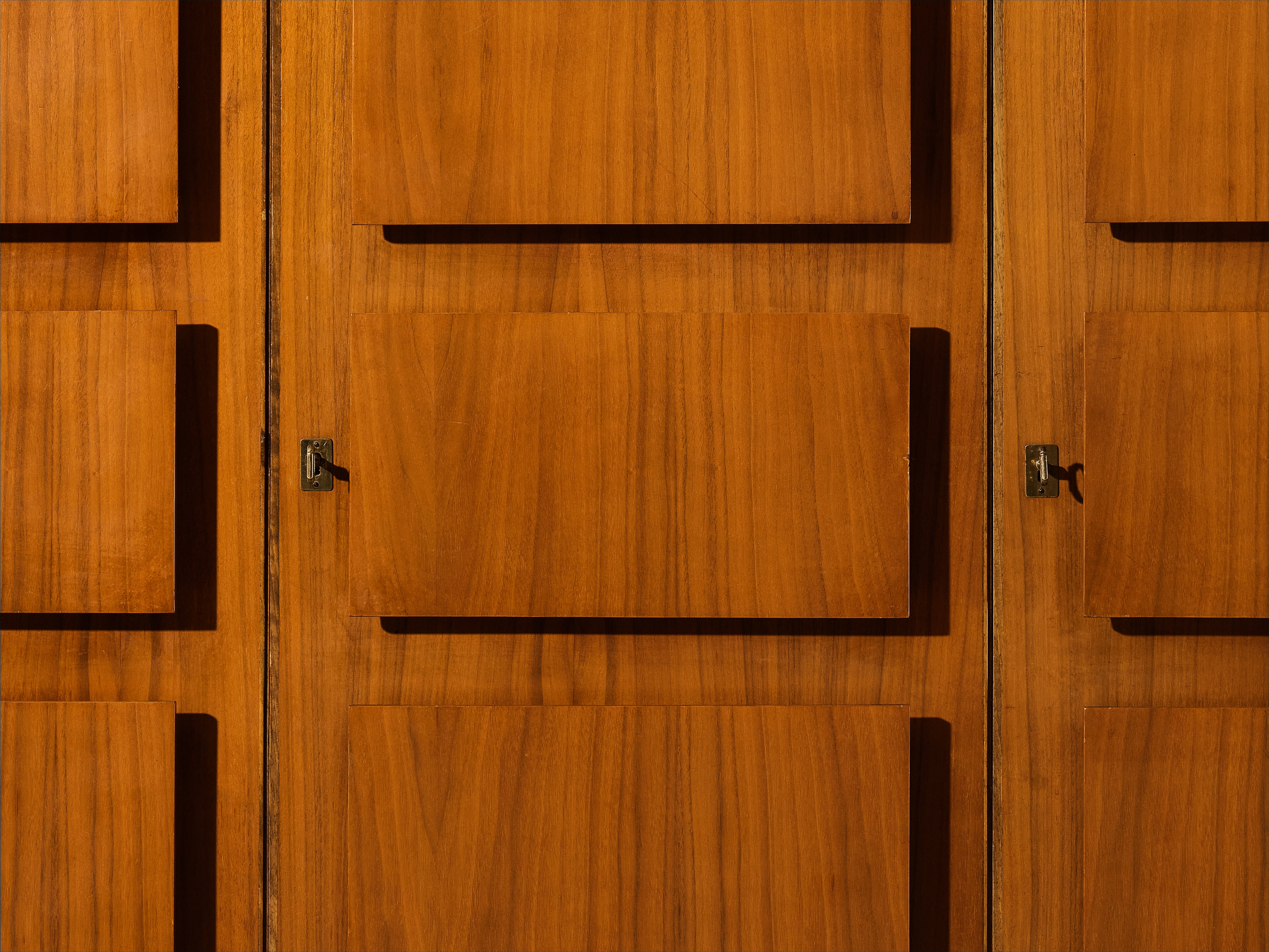 Italian Large Cabinets in Teak and Geometric Fronts