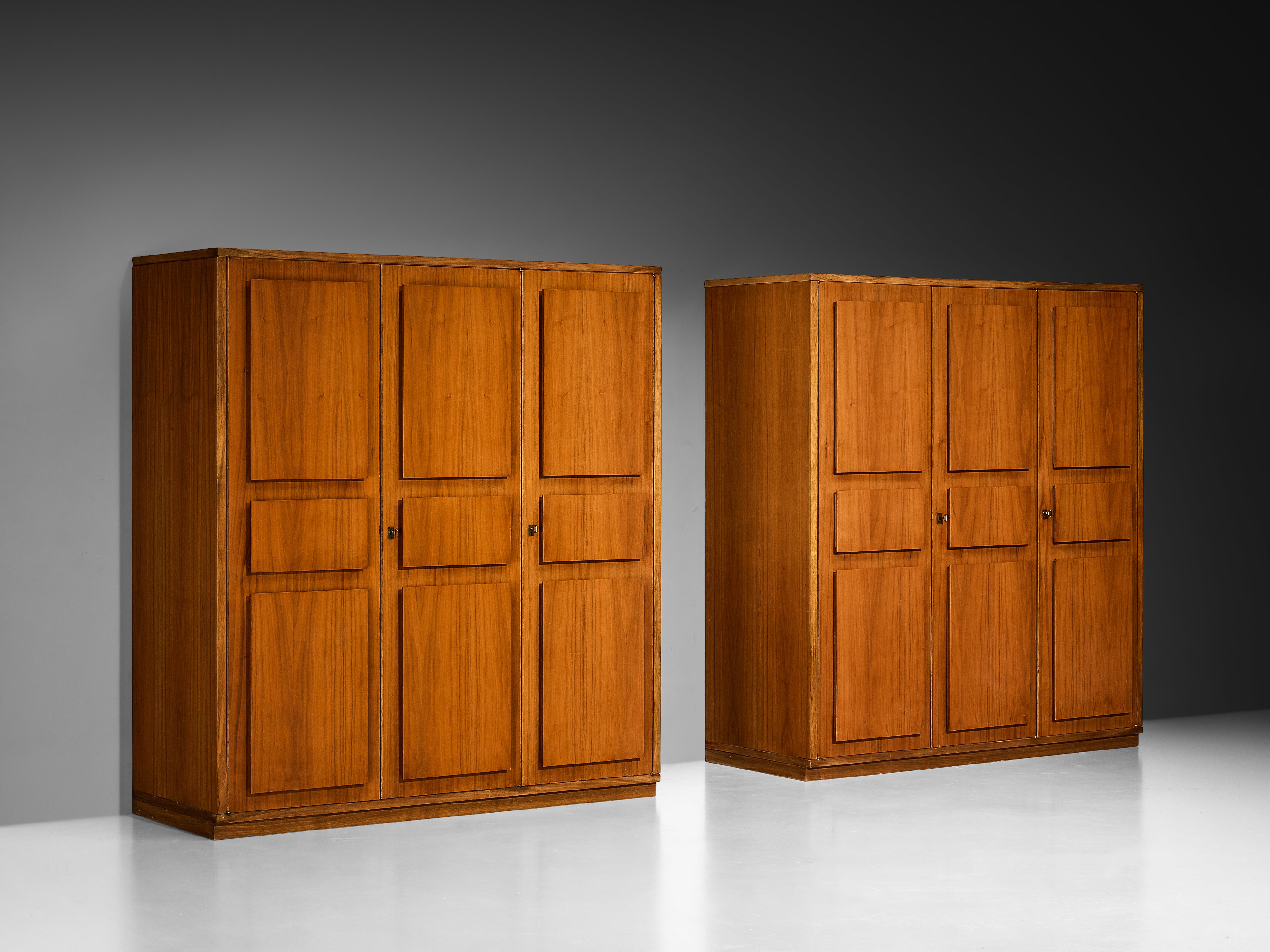 Italian Large Cabinets in Teak and Geometric Fronts