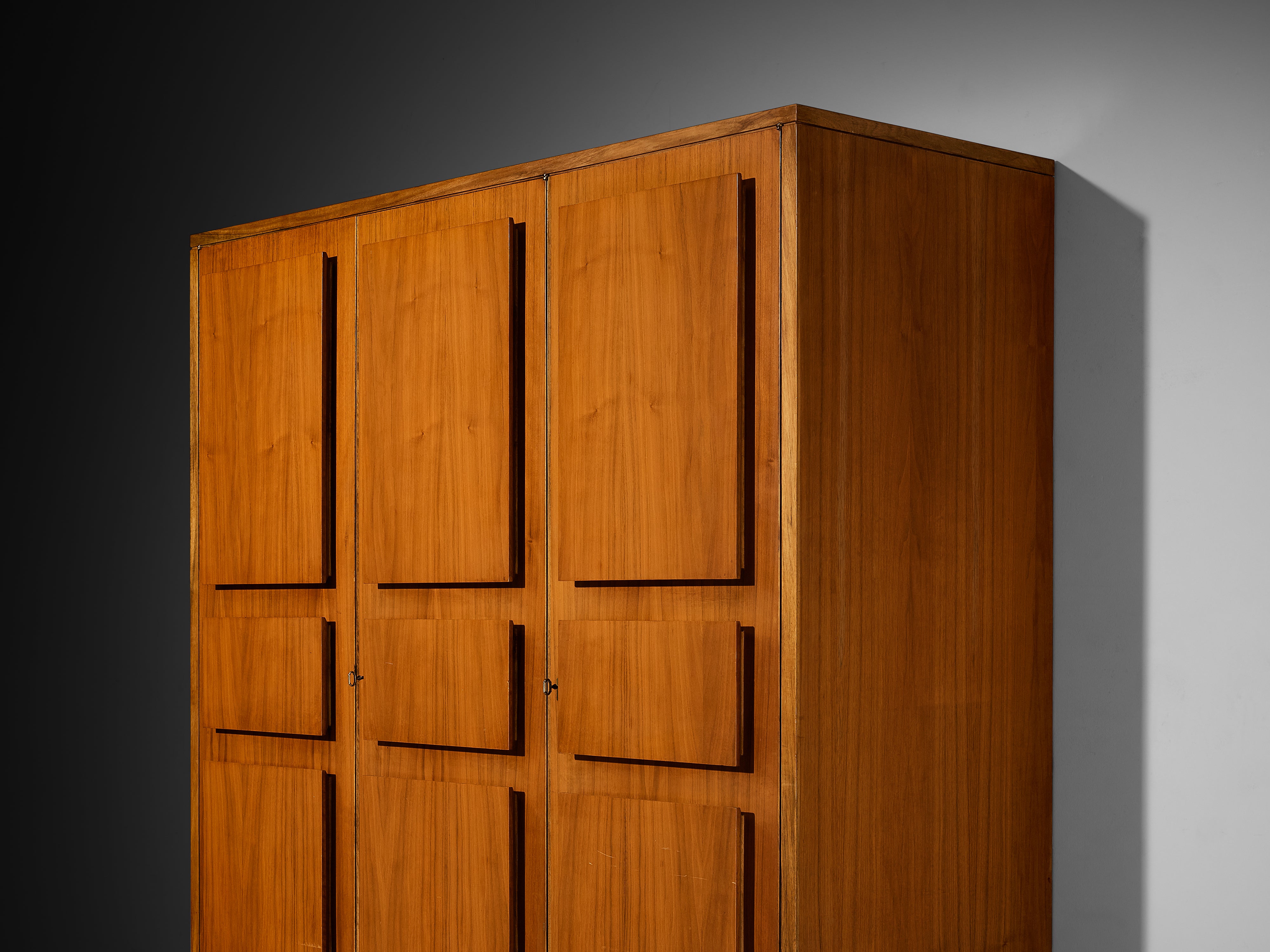 Italian Large Cabinets in Teak and Geometric Fronts