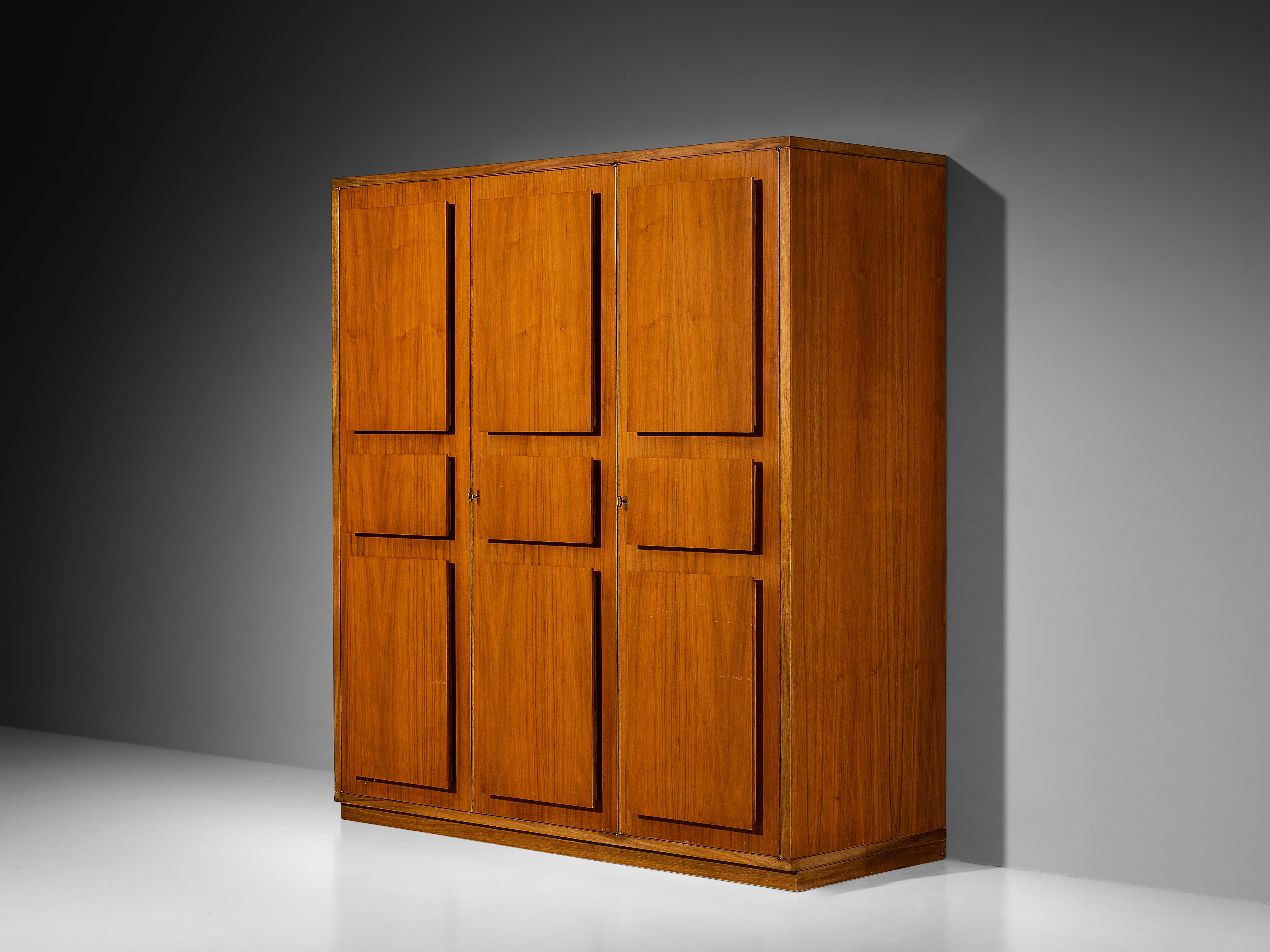 Italian Large Cabinets in Teak and Geometric Fronts