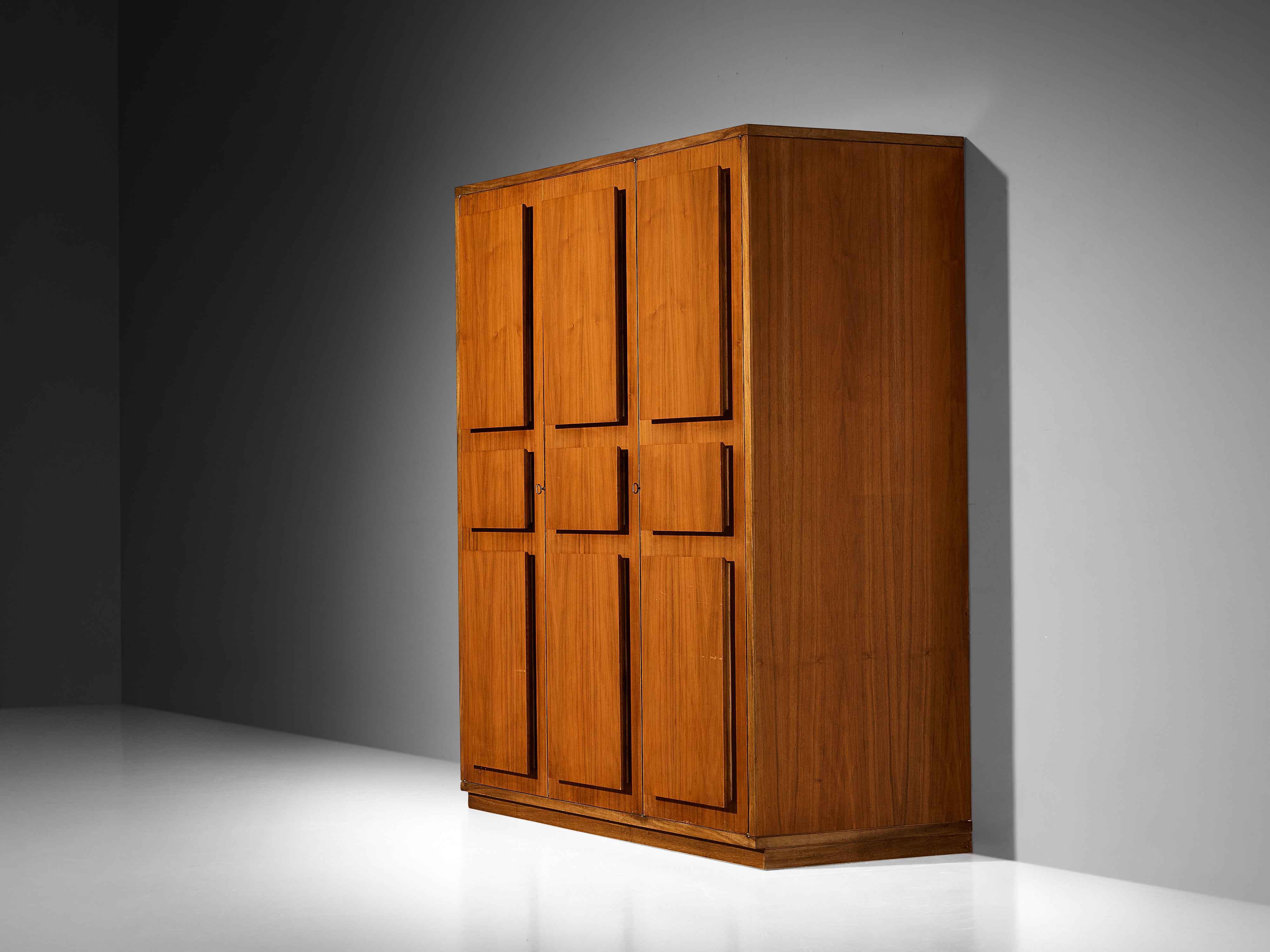 Italian Large Cabinets in Teak and Geometric Fronts