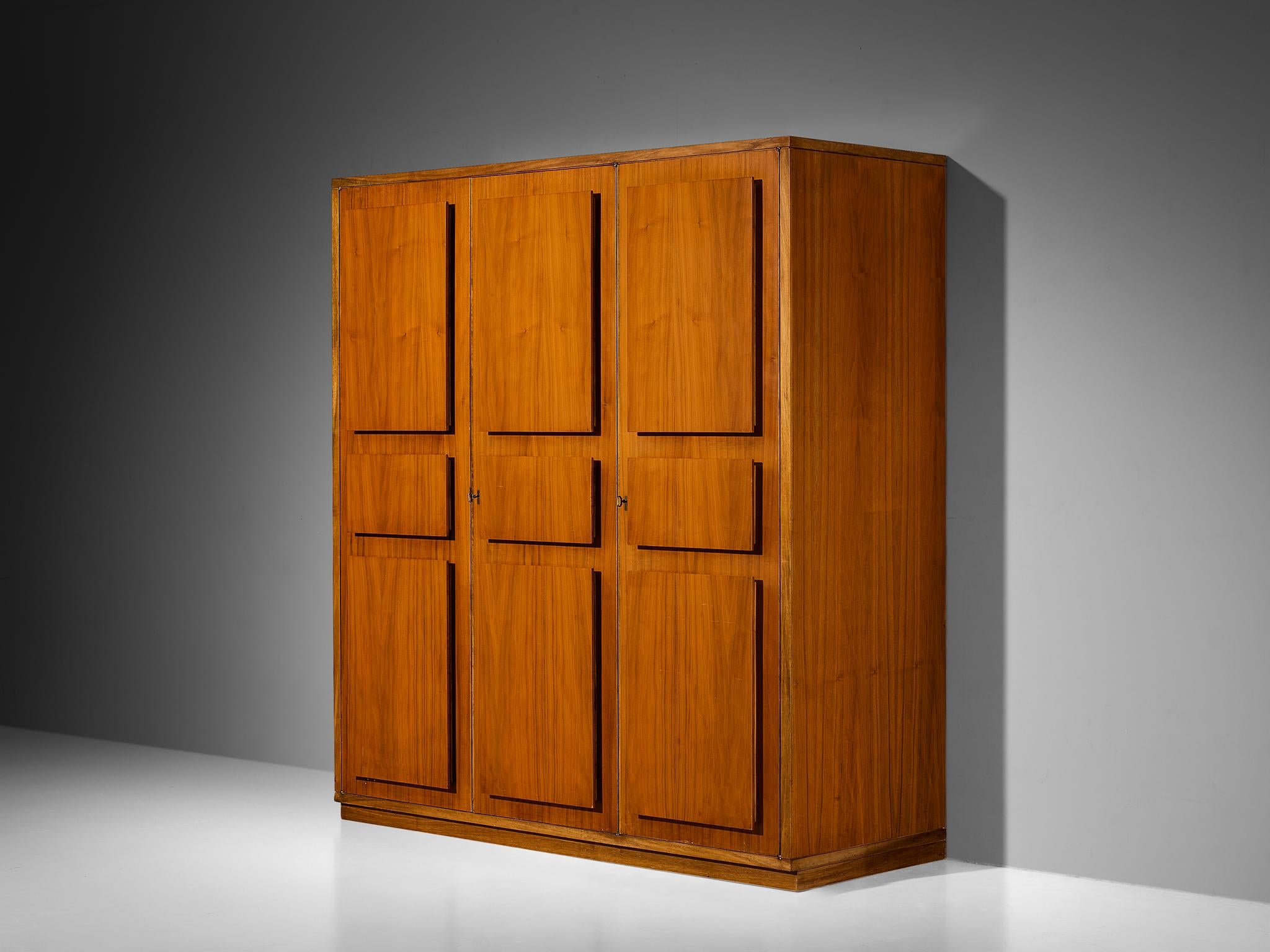 Italian Large Cabinet in Teak and Geometric Fronts