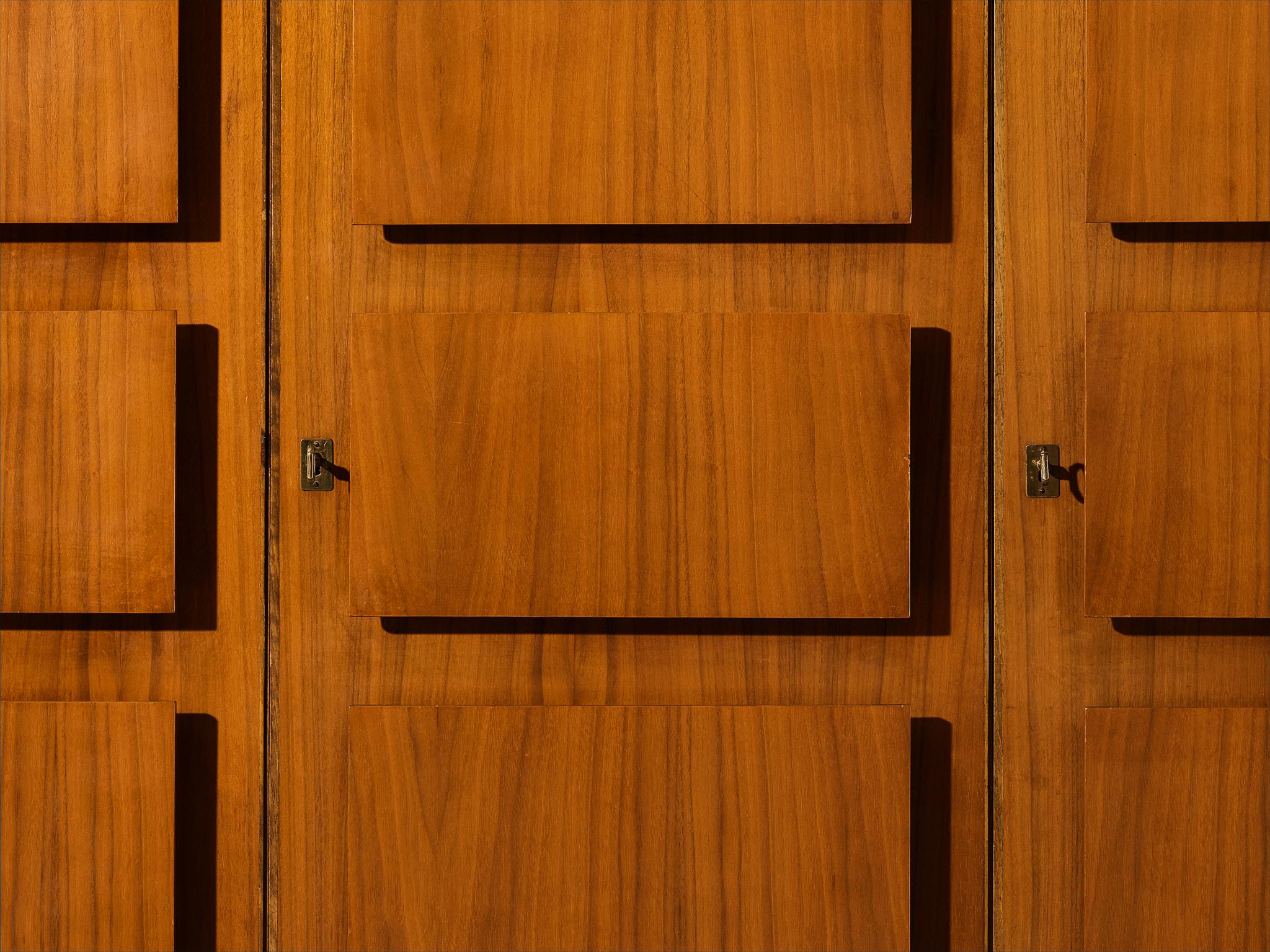 Italian Large Cabinet in Teak and Geometric Fronts