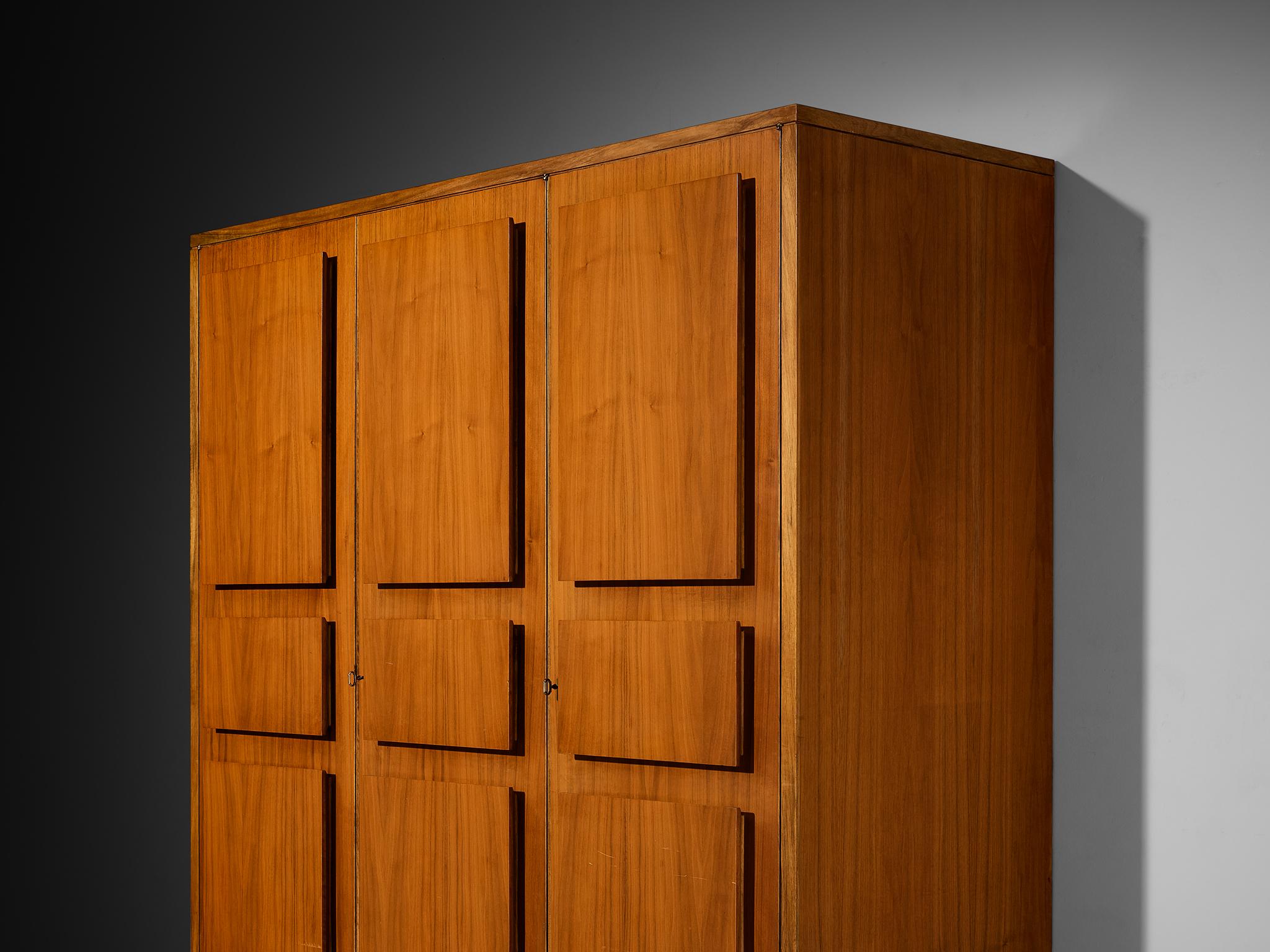 Italian Large Cabinet in Teak and Geometric Fronts