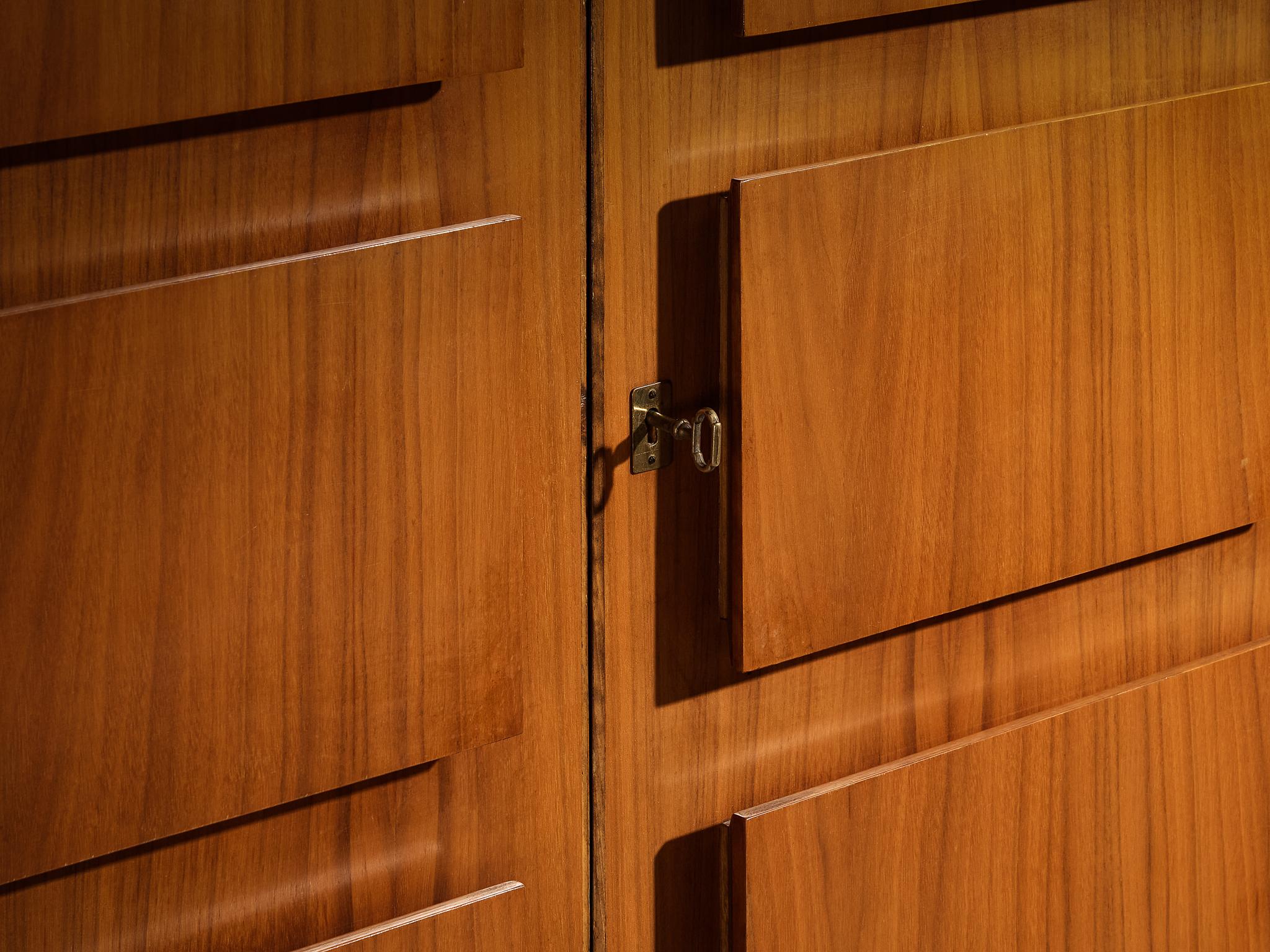 Italian Large Cabinet in Teak and Geometric Fronts