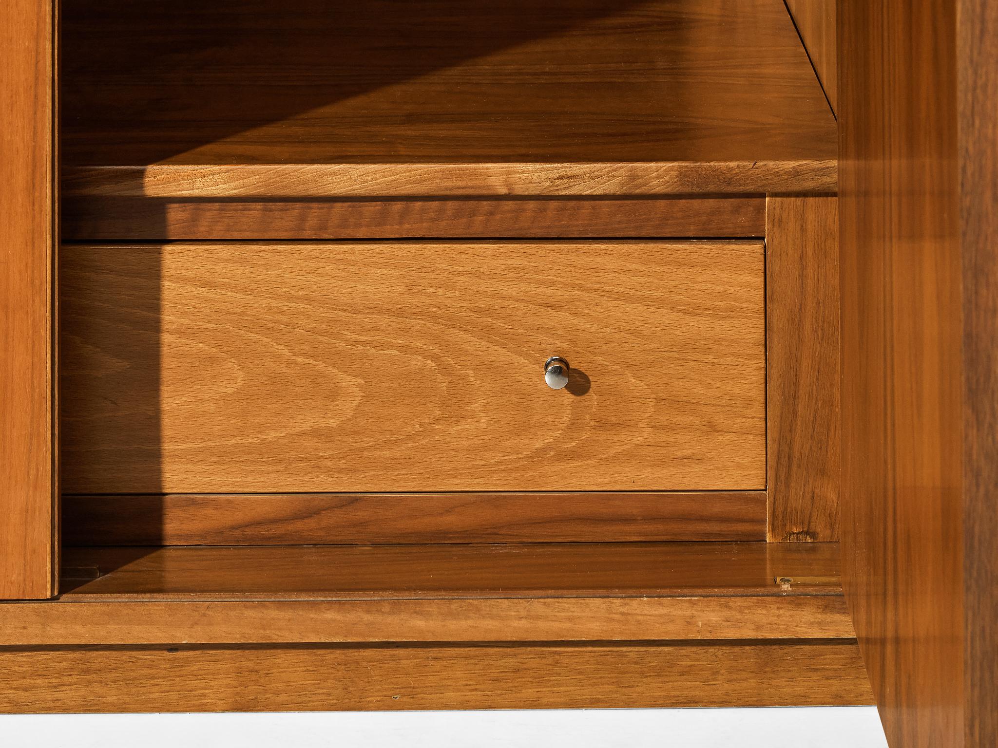 Italian Large Cabinet in Teak and Geometric Fronts