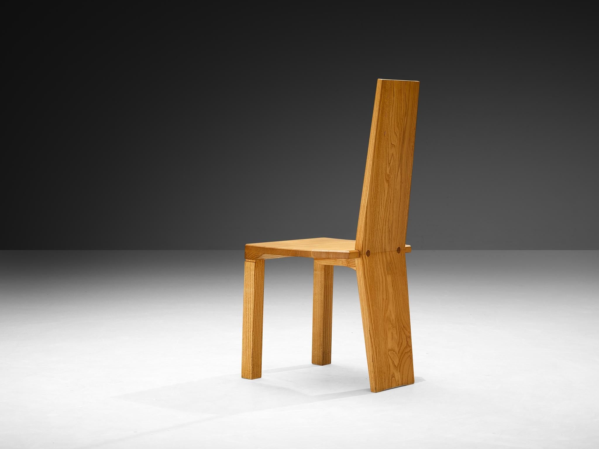 Set of Twelve Postmodern Dining Chairs in Solid Ash Wood