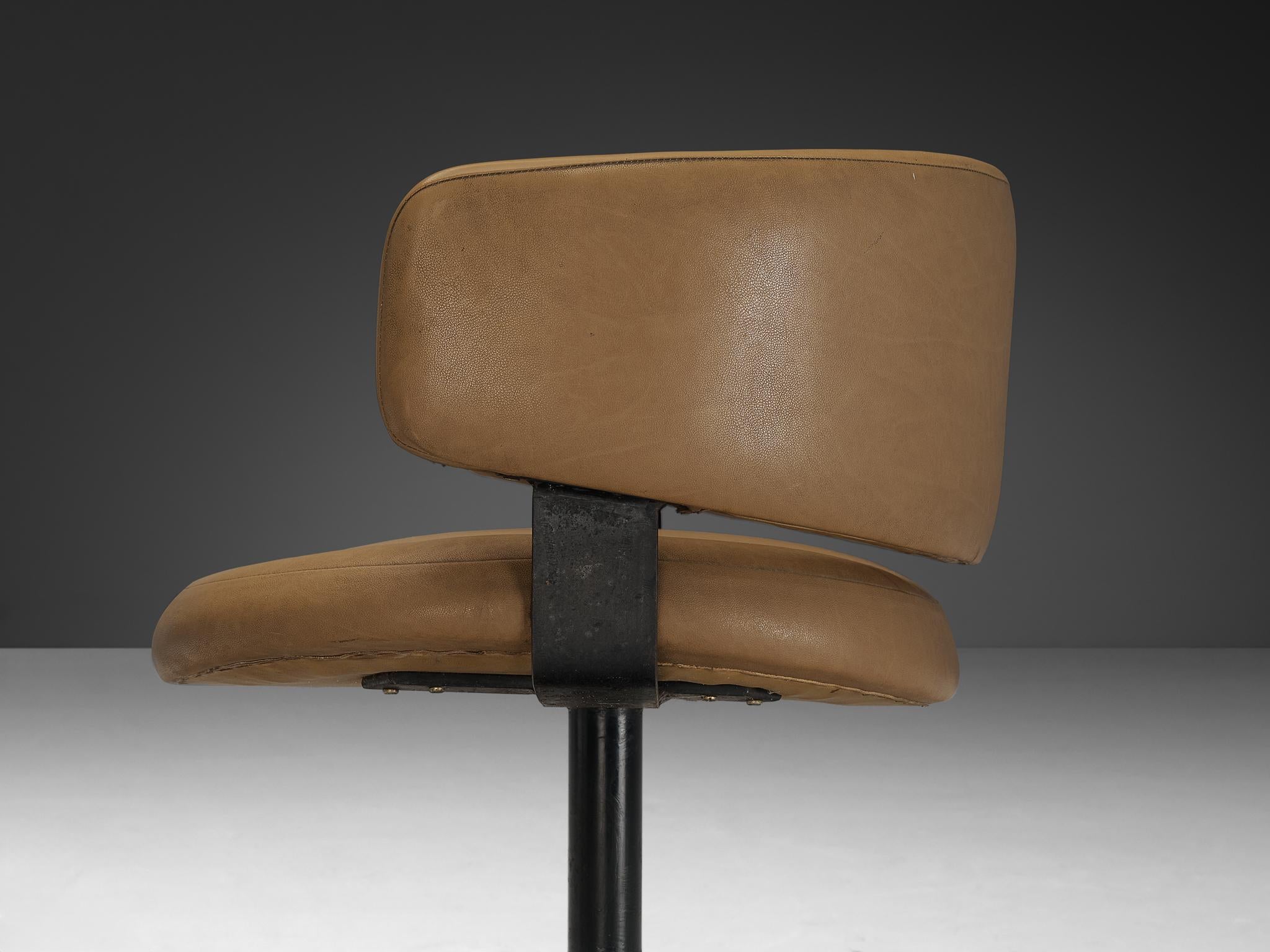 Post-Modern Italian Armchairs in Steel and Faux Leather