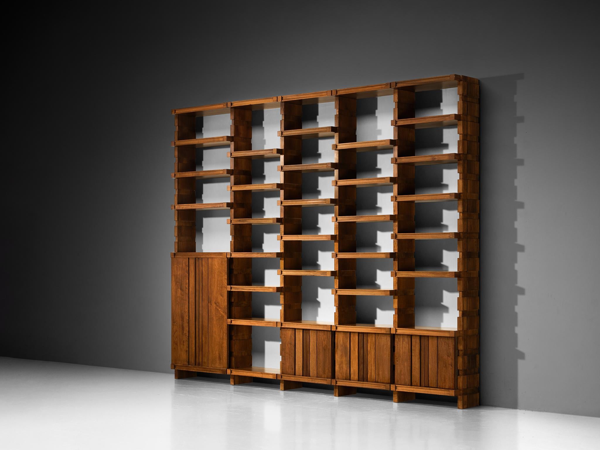 Italian Mid-Century Modern Large Architectural Library in Walnut