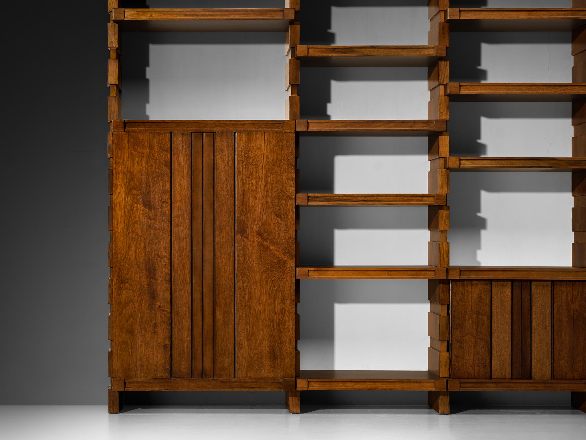 Italian Mid-Century Modern Large Architectural Library in Walnut