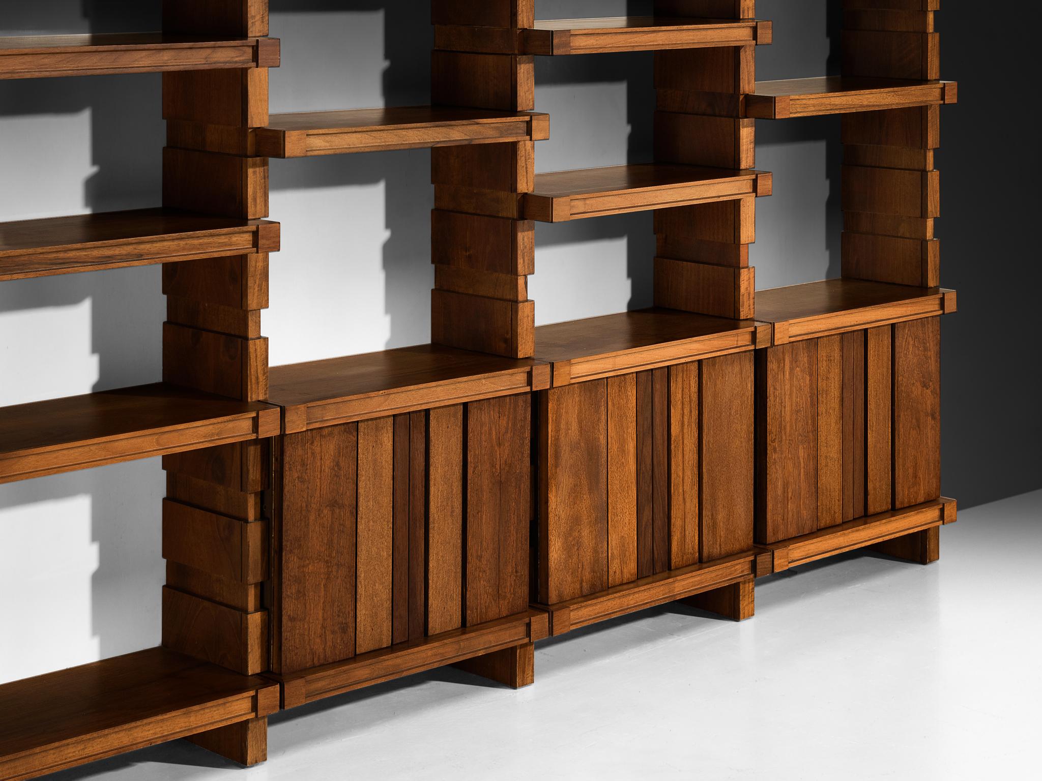 Italian Mid-Century Modern Large Architectural Library in Walnut