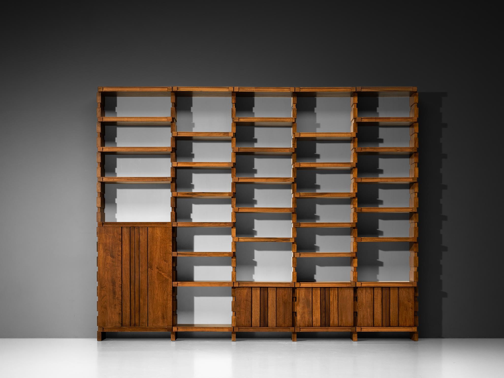 Italian Mid-Century Modern Large Architectural Library in Walnut