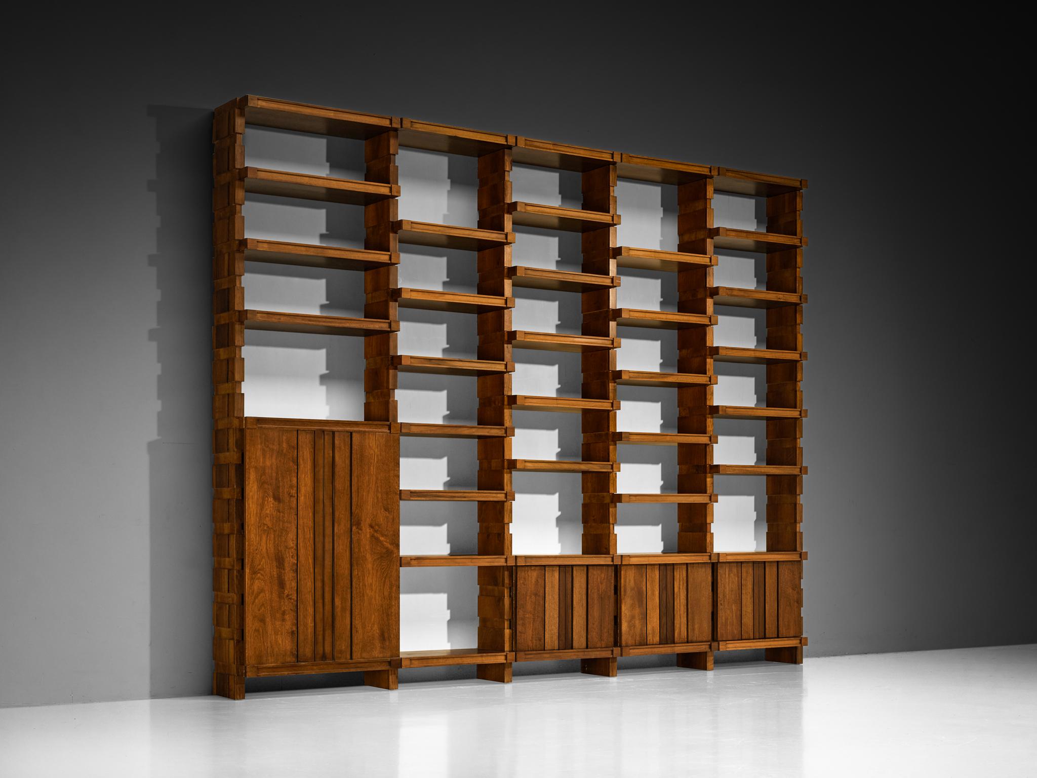 Italian Mid-Century Modern Large Architectural Library in Walnut