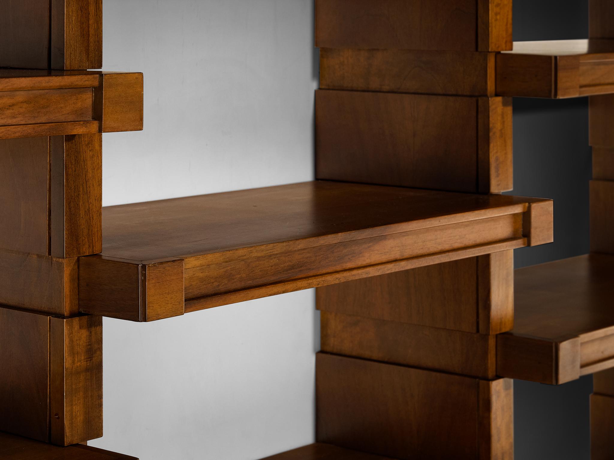 Italian Mid-Century Modern Large Architectural Library in Walnut