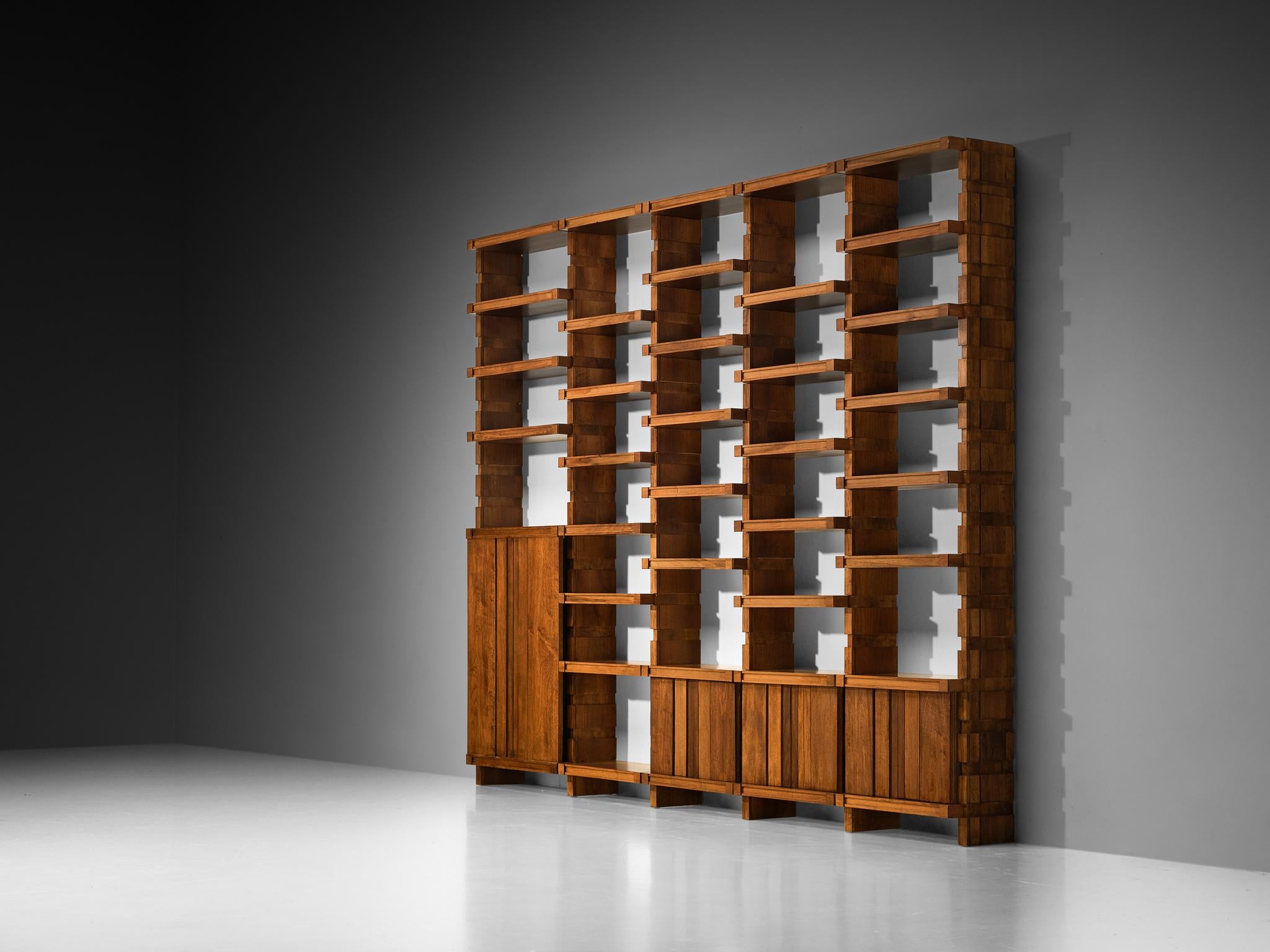 Italian Mid-Century Modern Large Architectural Library in Walnut