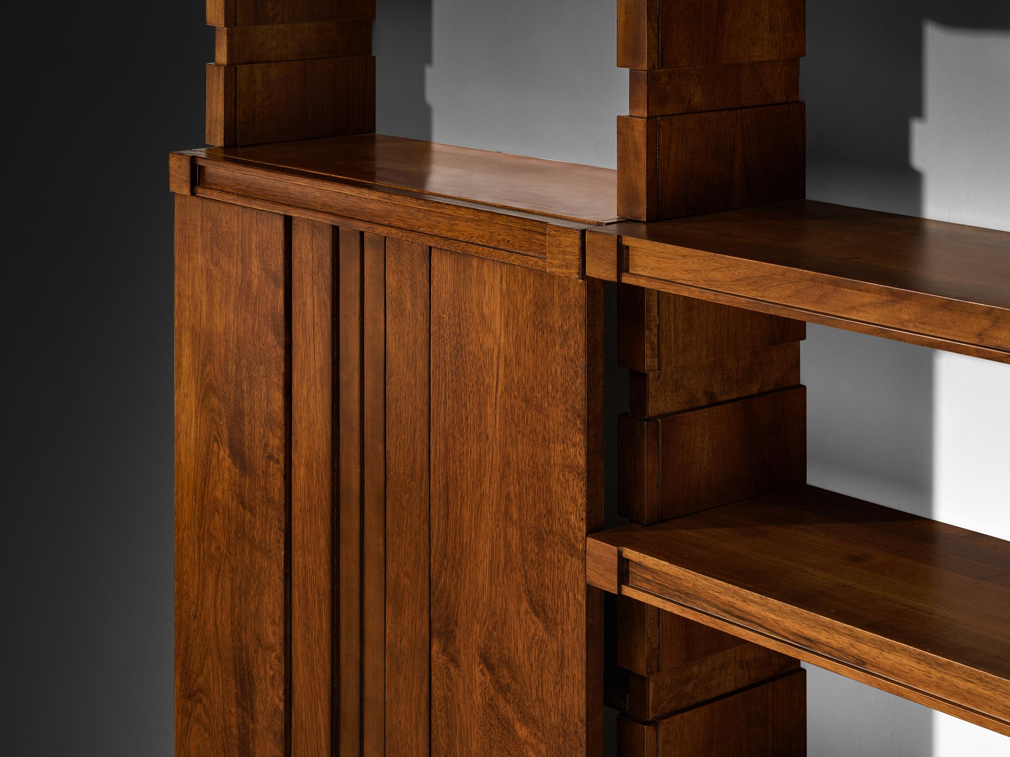 Italian Mid-Century Modern Large Architectural Library in Walnut