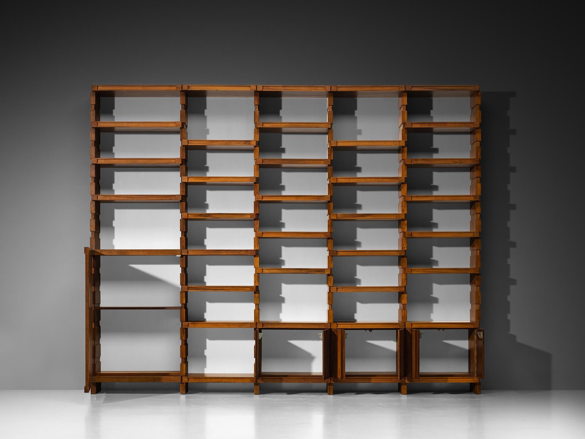 Italian Mid-Century Modern Large Architectural Library in Walnut