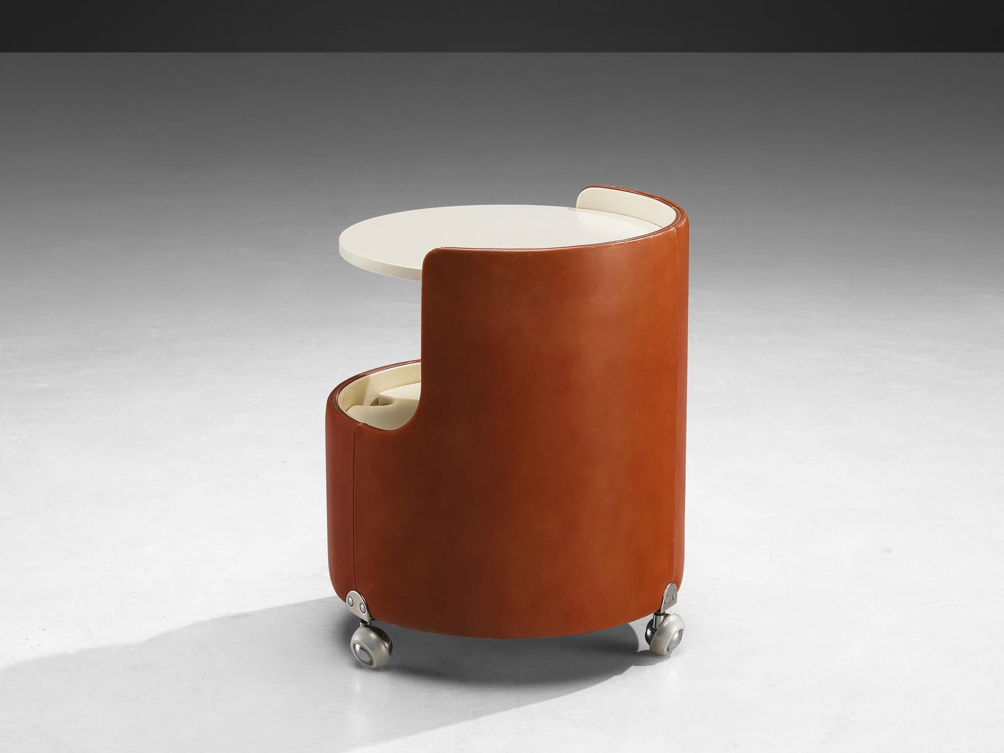 Luigi Massoni for Poltrona Frau Night Stands in Leather and Lacquered Wood