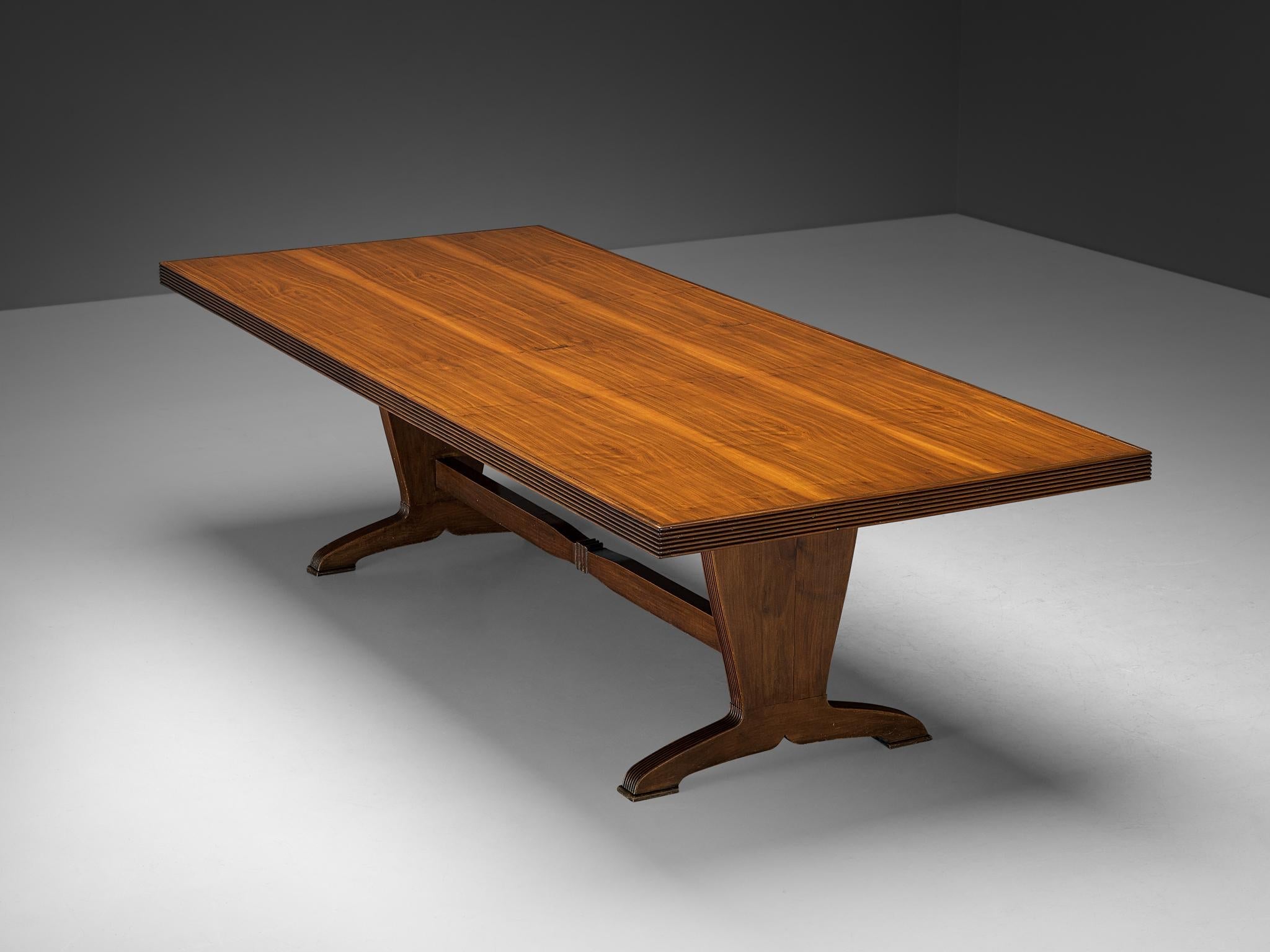 Italian Art Deco Dining Table in Walnut 300 cm/ 118.11 in.