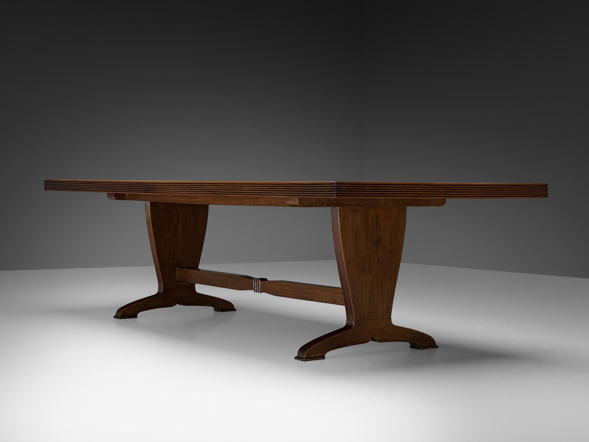 Italian Art Deco Dining Table in Walnut 300 cm/ 118.11 in.