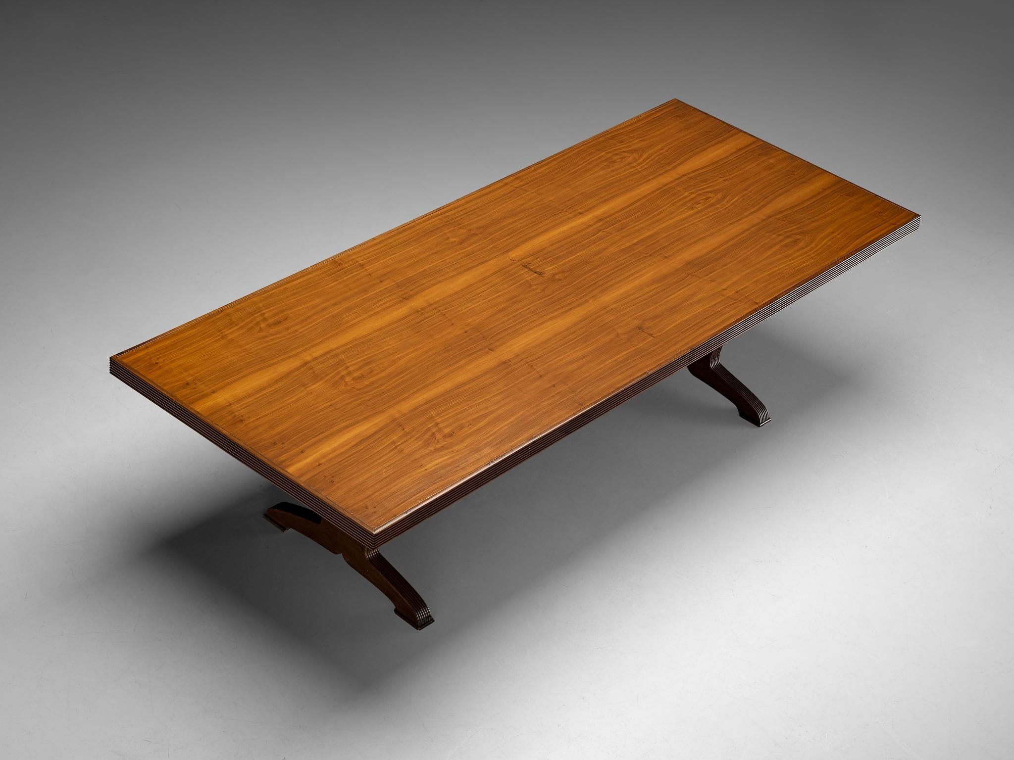 Italian Art Deco Dining Table in Walnut 300 cm/ 118.11 in.