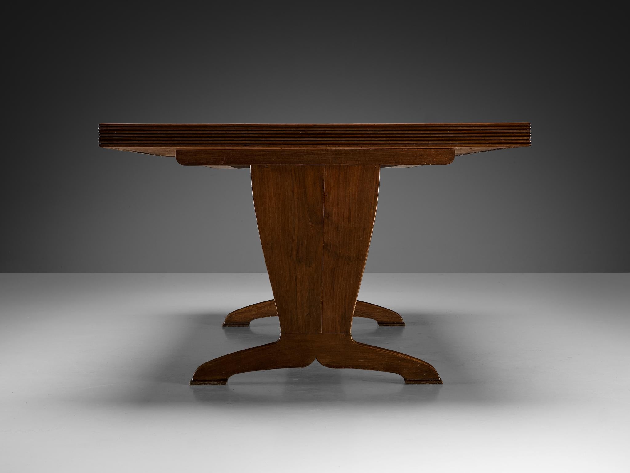 Italian Art Deco Dining Table in Walnut 300 cm/ 118.11 in.