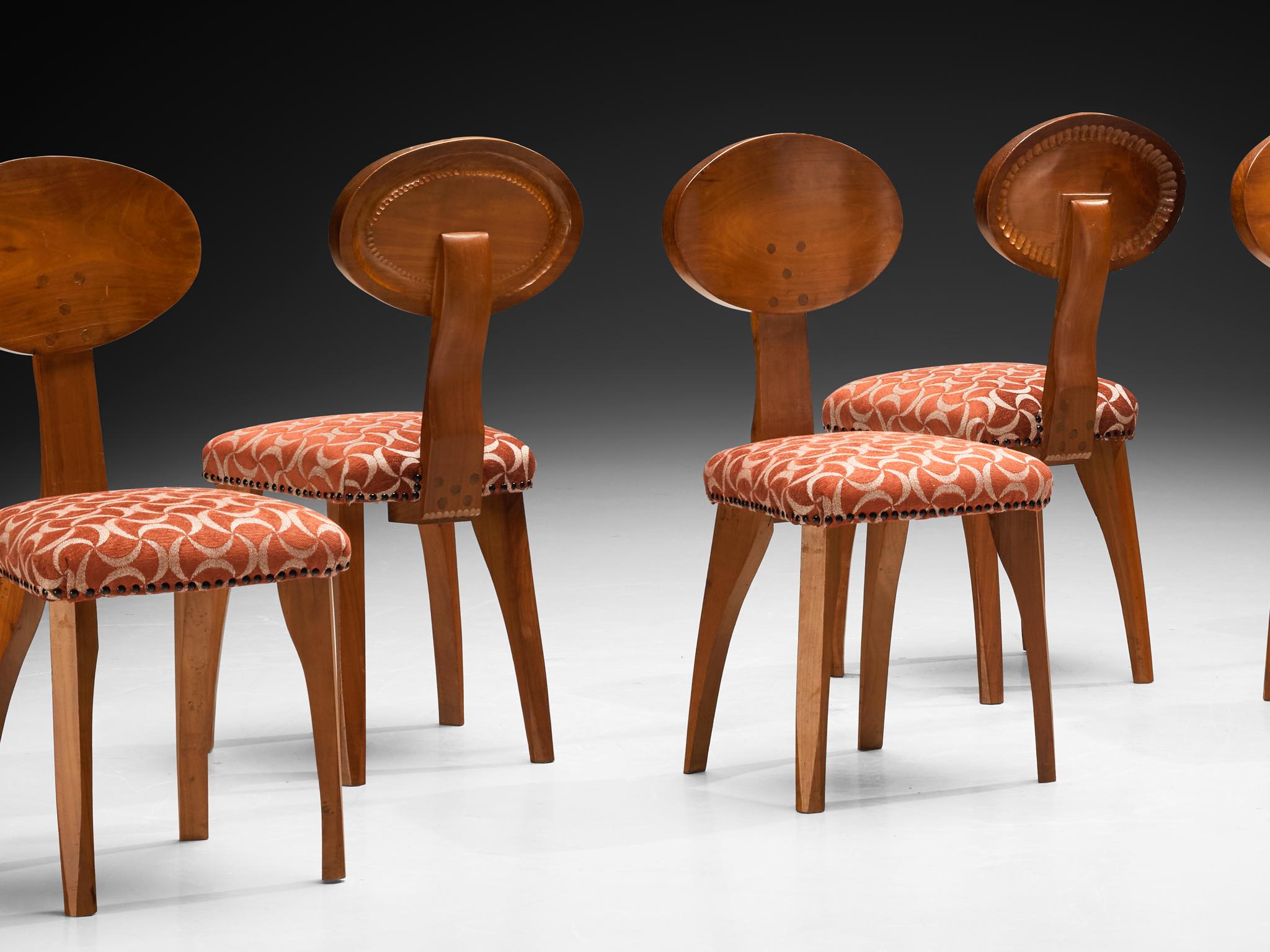 Mid-century French Artisan Dining Chairs in Cherry Wood