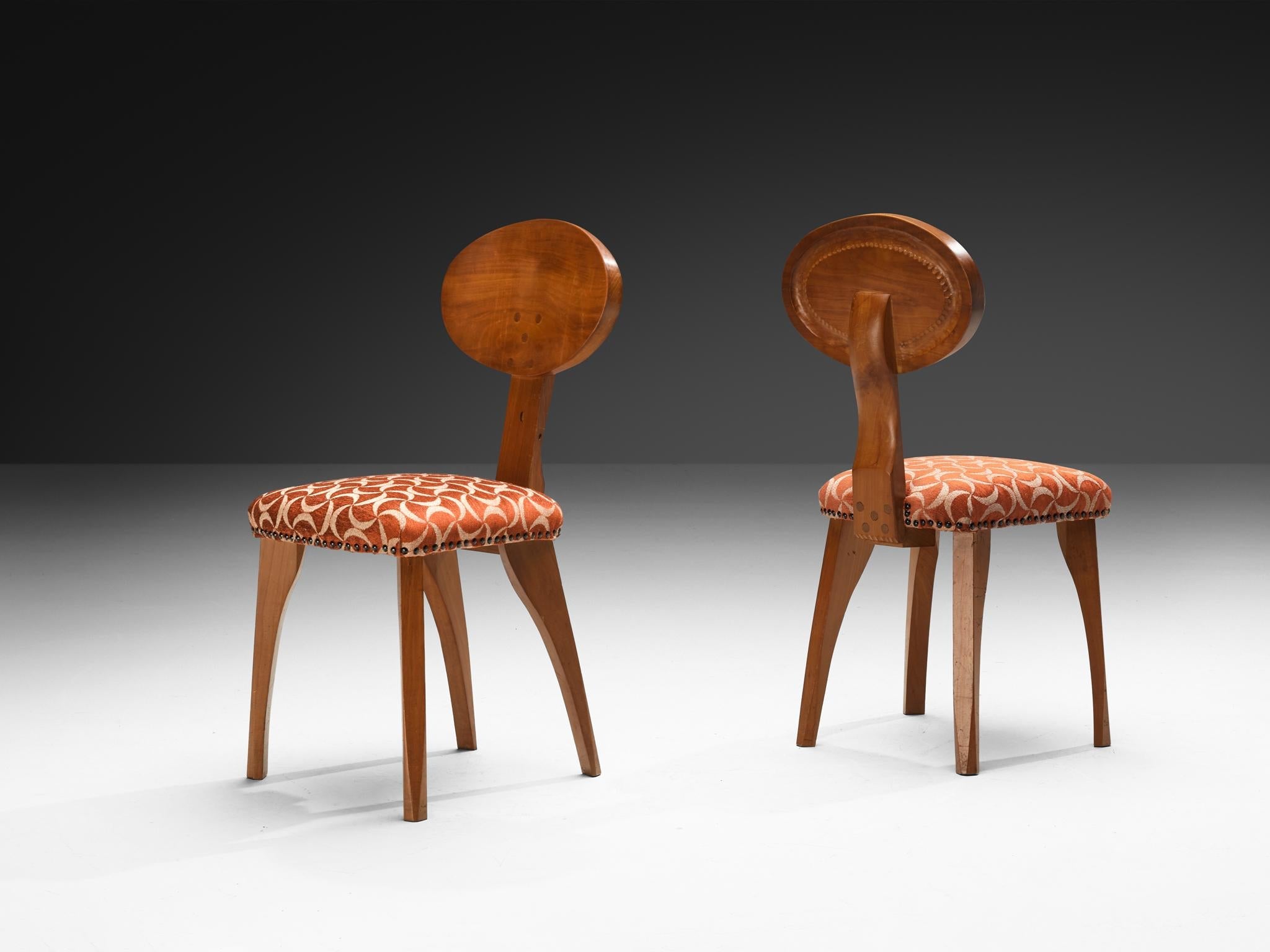 Mid-century French Artisan Dining Chairs in Cherry Wood